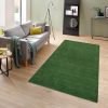 THEKO THEKO Gabbeh Uni Wollteppich | Handgewebt aus reiner Schurwolle | 14 mm Florhöhe | Rechteckig/Rund | Wohnzimmerteppich, Läufer | Nomaden-Design mit lebendiger Farbmelierung dunkelgrün Teppiche