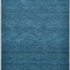 THEKO Gabbeh Uni Wollteppich | Handgewebt aus reiner Schurwolle | 14 mm Florhöhe | Rechteckig/Rund | Wohnzimmerteppich, Läufer | Nomaden-Design mit lebendiger Farbmelierung grau-blau THEKO Teppiche