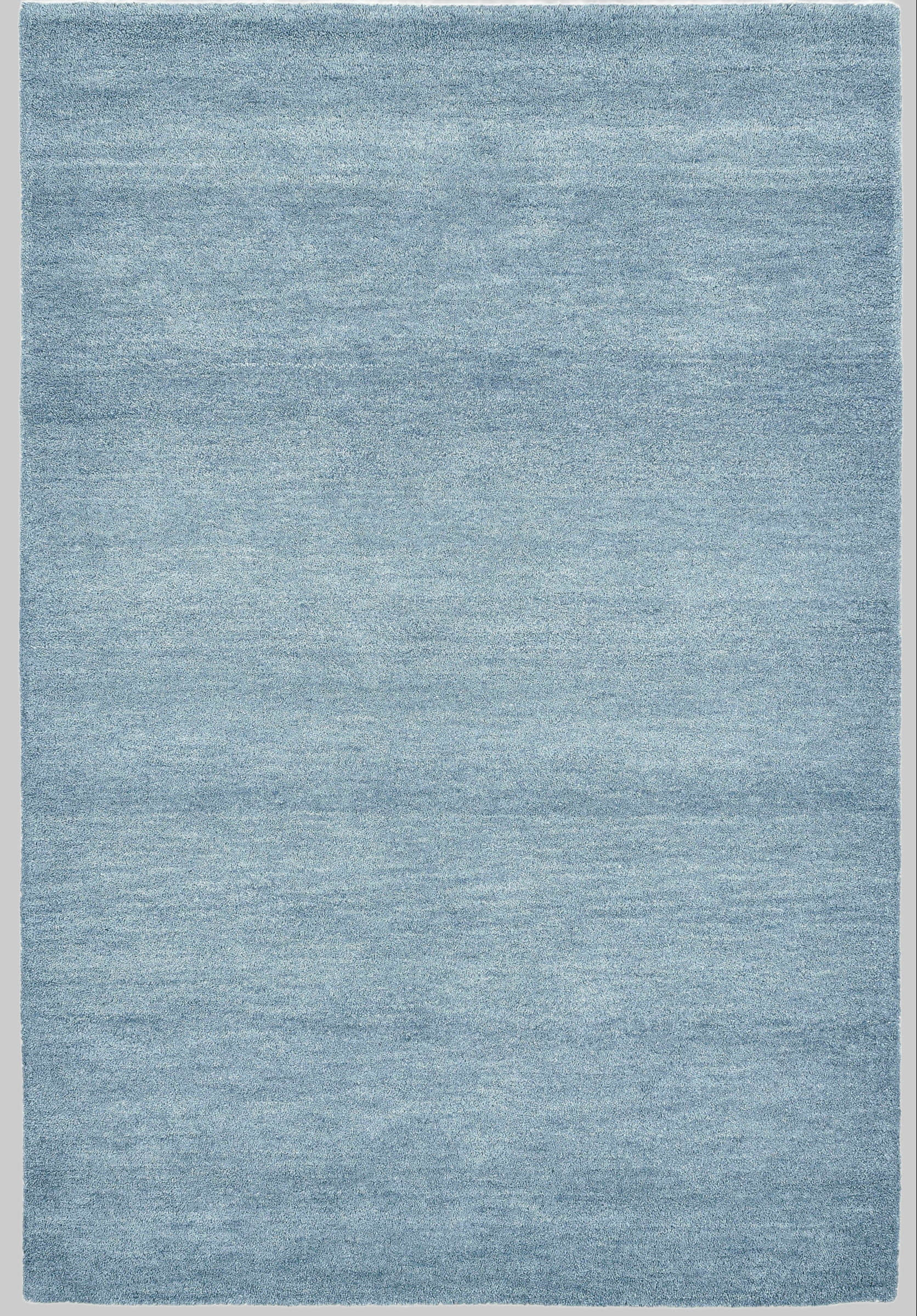 THEKO Teppiche THEKO Gabbeh Uni Wollteppich | Handgewebt aus reiner Schurwolle | 14 mm Florhöhe | Rechteckig/Rund | Wohnzimmerteppich, Läufer | Nomaden-Design mit lebendiger Farbmelierung hellblau-g