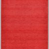 THEKO THEKO Gabbeh Uni Wollteppich | Handgewebt aus reiner Schurwolle | 14 mm Florhöhe | Rechteckig/Rund | Wohnzimmerteppich, Läufer | Nomaden-Design mit lebendiger Farbmelierung rot Teppiche