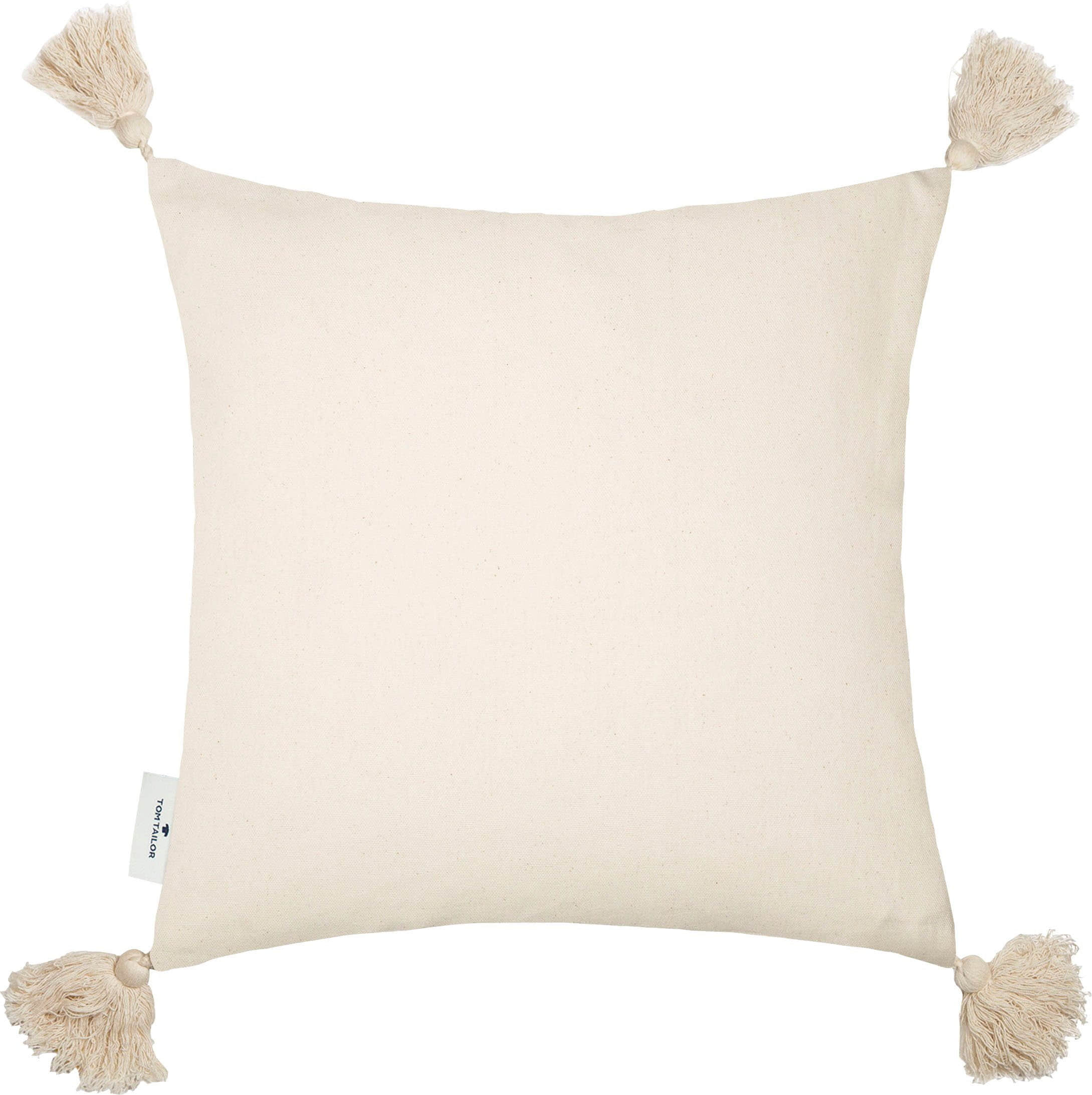 TOM TAILOR HOME 'Knot Lines' Decorative Cushion Cover with Tassels - 40x40 cm | Modern Boho Chic Pillow Case natur/crem Dekoration TOM TAILOR HOME