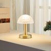 TRIO Leuchten Lampen TRIO LED Nachttischlampe Bauhaus-Design | Touch-Dimmfunktion | Wechselbare Warmweiß-LED | 21cm Metallfuß | Pilzform für Schlafzimmer & Wohnzimmer Messing matt