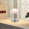 Lampen TRIO Leuchten TRIO LED Nachttischlampe Bauhaus-Design | Touch-Dimmfunktion | Wechselbare Warmweiß-LED | 21cm Metallfuß | Pilzform für Schlafzimmer & Wohnzimmer Silber Chrom
