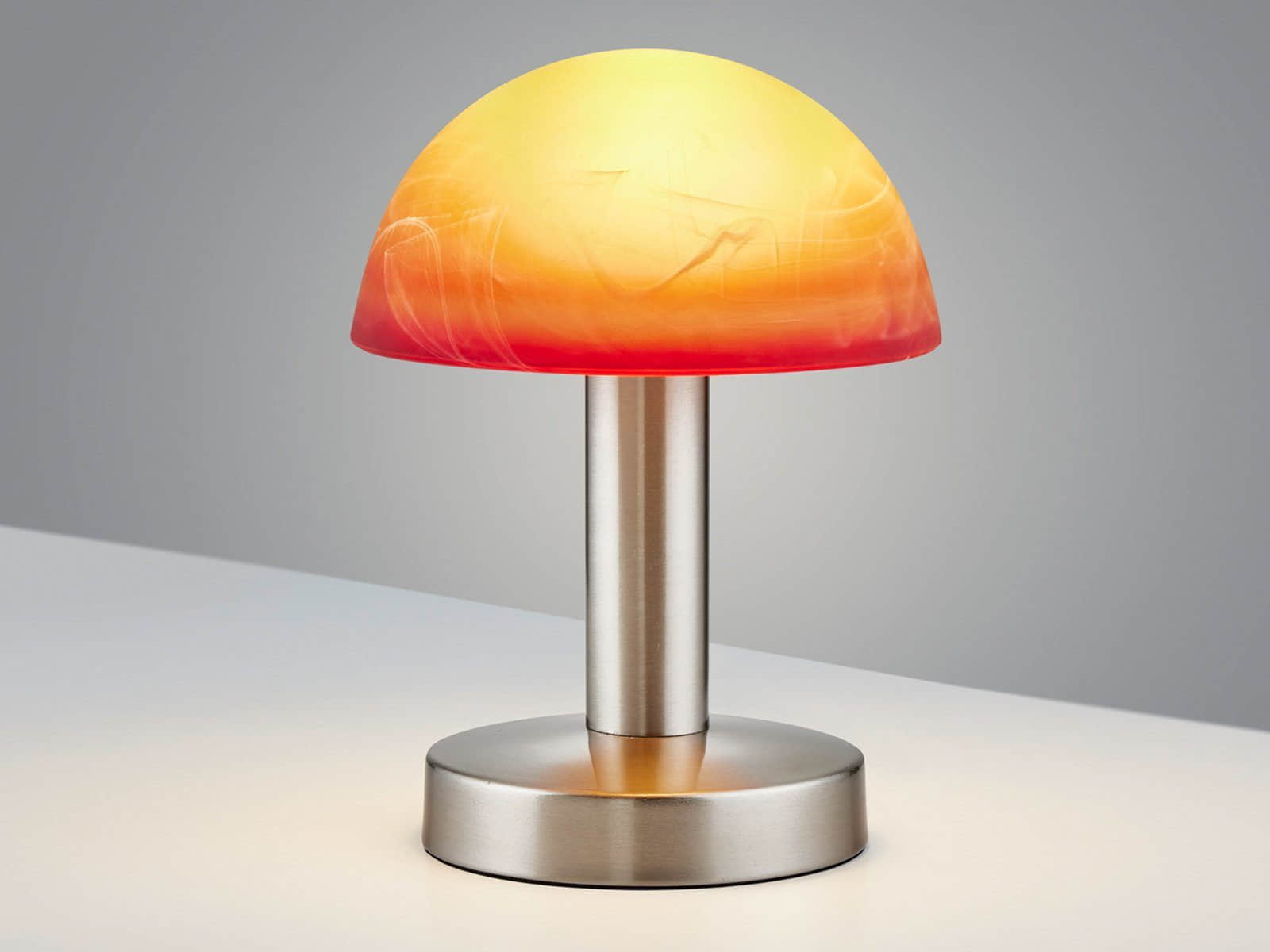 TRIO LED Nachttischlampe Bauhaus-Design | Touch-Dimmfunktion | Wechselbare Warmweiß-LED | 21cm Metallfuß | Pilzform für Schlafzimmer & Wohnzimmer Silber Ora Lampen TRIO Leuchten