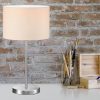 TRIO LED Nachttischlampe dimmbar | 55cm Höhe | Warmweiß 2700K | Stoffschirm Weiß | Design Tischleuchte mit Touch-Control & wechselbarer LED Lampen TRIO Leuchten