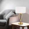 TRIO Leuchten Designer LED Table Lamp - 58cm Fabric Shade, Warm White Adjustable Light, Touch Control - Modern Bedside & Living Room Lighting Messing Lampen TRIO Leuchten
