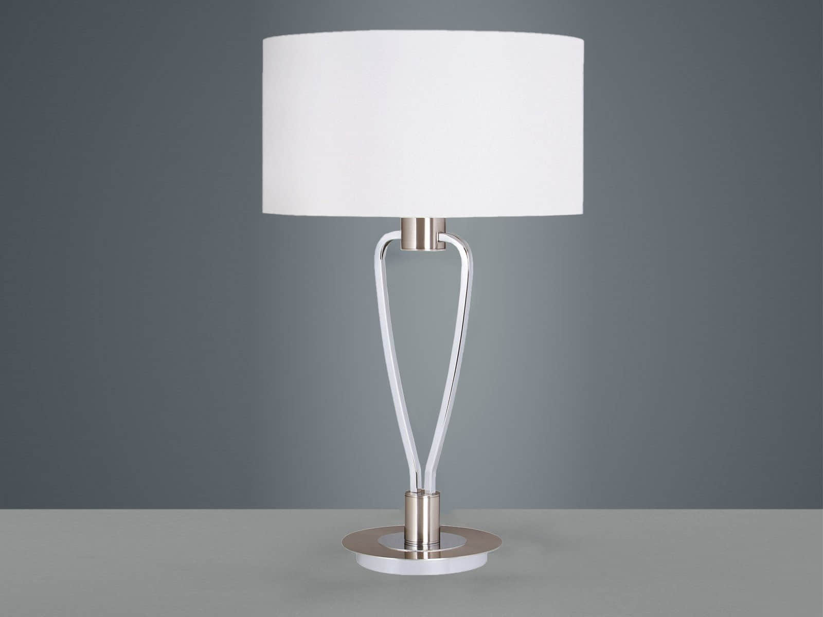 TRIO Leuchten Designer LED Table Lamp - 58cm Fabric Shade, Warm White Adjustable Light, Touch Control - Modern Bedside & Living Room Lighting Silber Lampen TRIO Leuchten