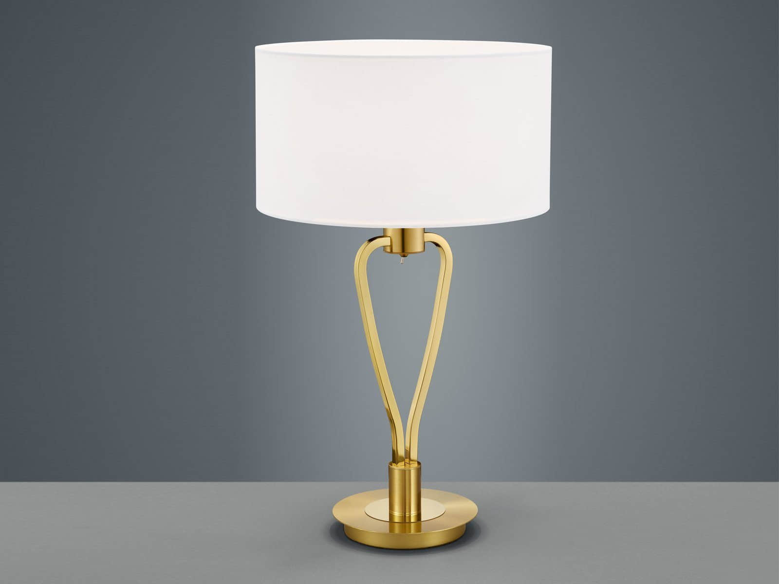 TRIO Leuchten Designer LED Table Lamp - 58cm Fabric Shade, Warm White Adjustable Light, Touch Control - Modern Bedside & Living Room Lighting Messing Lampen TRIO Leuchten