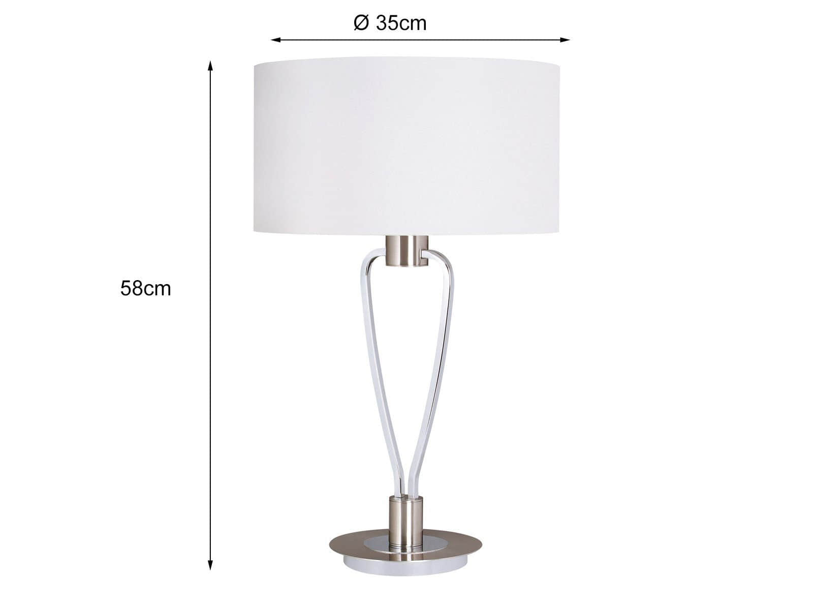 TRIO Leuchten Designer LED Table Lamp - 58cm Fabric Shade, Warm White Adjustable Light, Touch Control - Modern Bedside & Living Room Lighting Silber Lampen TRIO Leuchten
