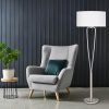 TRIO Leuchten LED Adjustable Floor Lamp - 160cm Height, Dimmable Warm White Light, Classic Fabric Shade Design, Replaceable LED Bulbs - White Silber Lampen TRIO Leuchten