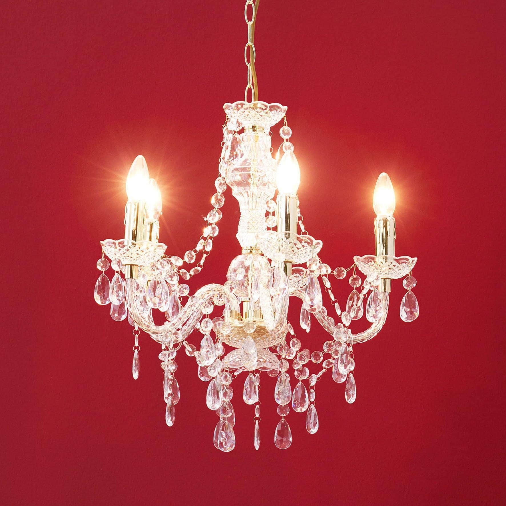 TRIO Leuchten TRIO Leuchten 'LÜSTER' 5-Flame Crystal Chandelier with Flame-Shaped E14 Holders | Acryl Design in 4 Colors | 51cm Diameter weiß Lampen