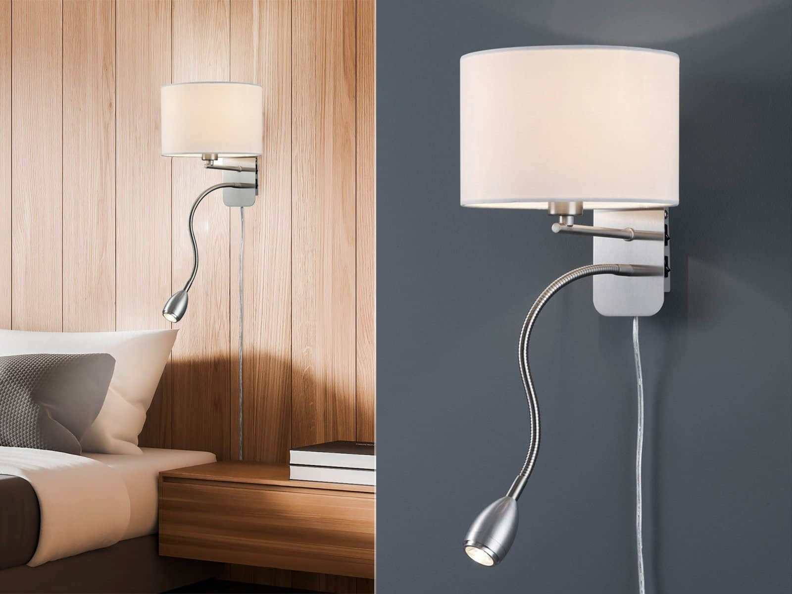 TRIO Leuchten TRIO Leuchten Mario 222370232 LED Wandleuchte mit Lesearm – Modernes Wandlicht in Warmweiß (3000K), 6W LED + 2,3W LED, Metallgehäuse matt schwarz, H: 23,5cm Weiß Silber Lampen