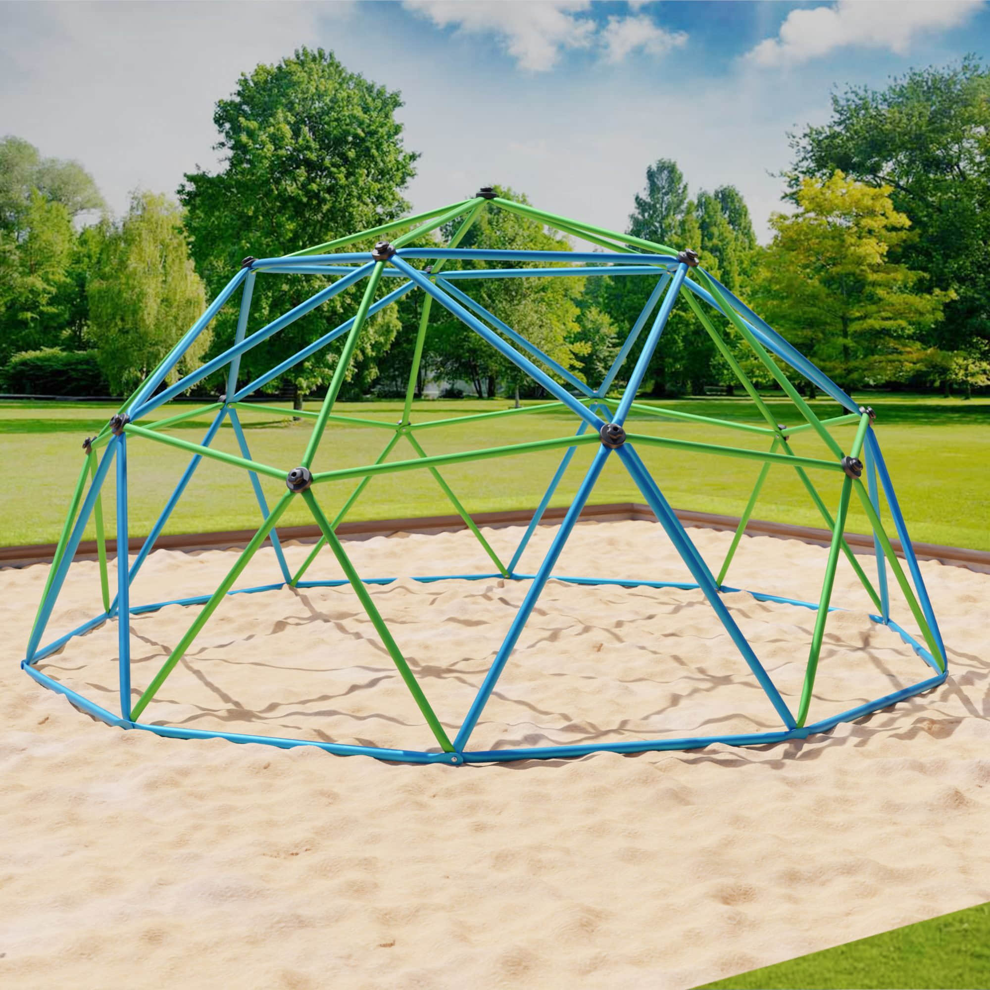 VESKA Dome Climber Kinder Klettergerüst | Geodome Kuppel 244cm (8FT) blau/gelb | Metall-Klettergerät mit HDPE-Griffen blau/grün VESKA Garten & Balkon
