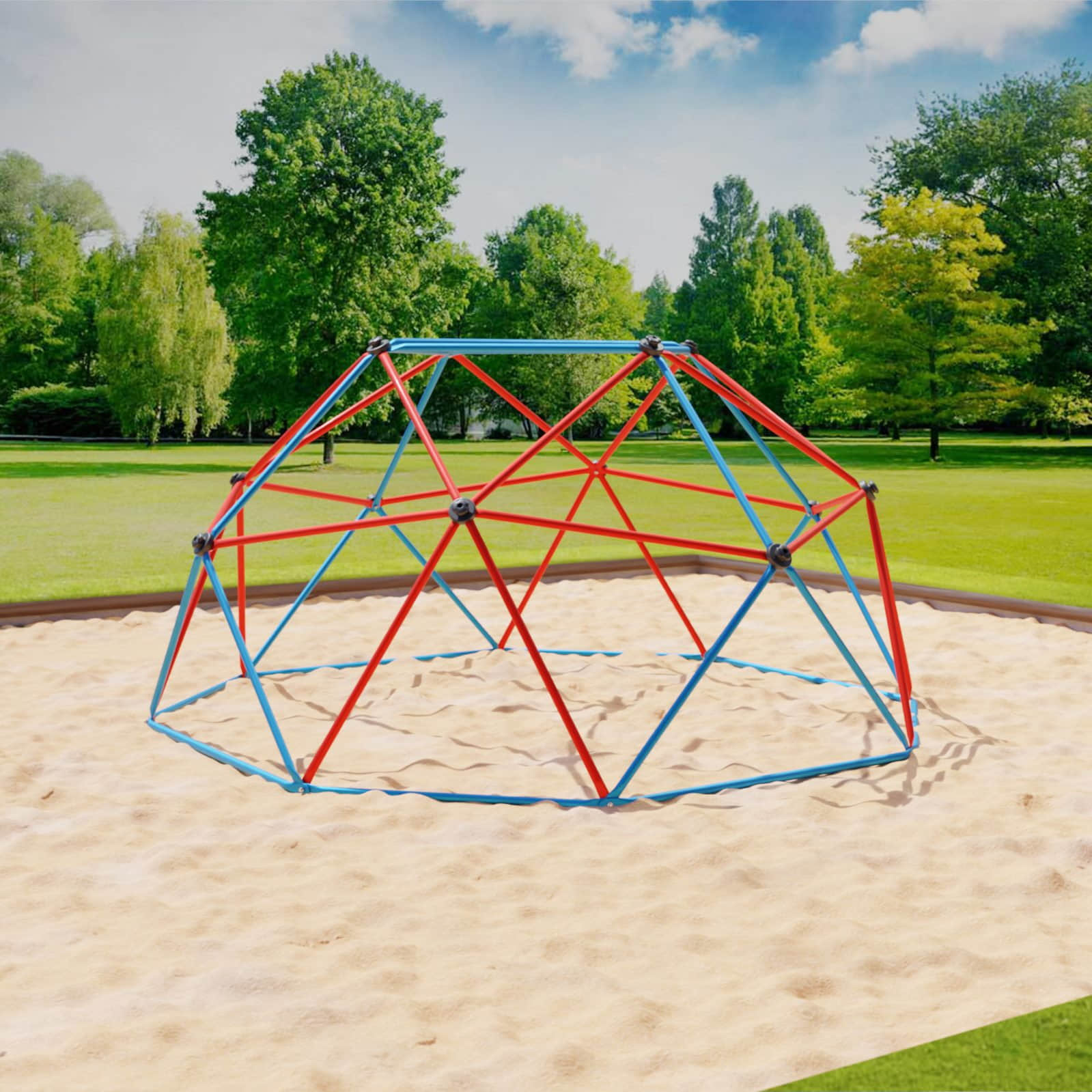 VESKA Dome Climber Kinder Klettergerüst | Geodome Kuppel 244cm (8FT) blau/gelb | Metall-Klettergerät mit HDPE-Griffen blau/rot VESKA Garten & Balkon