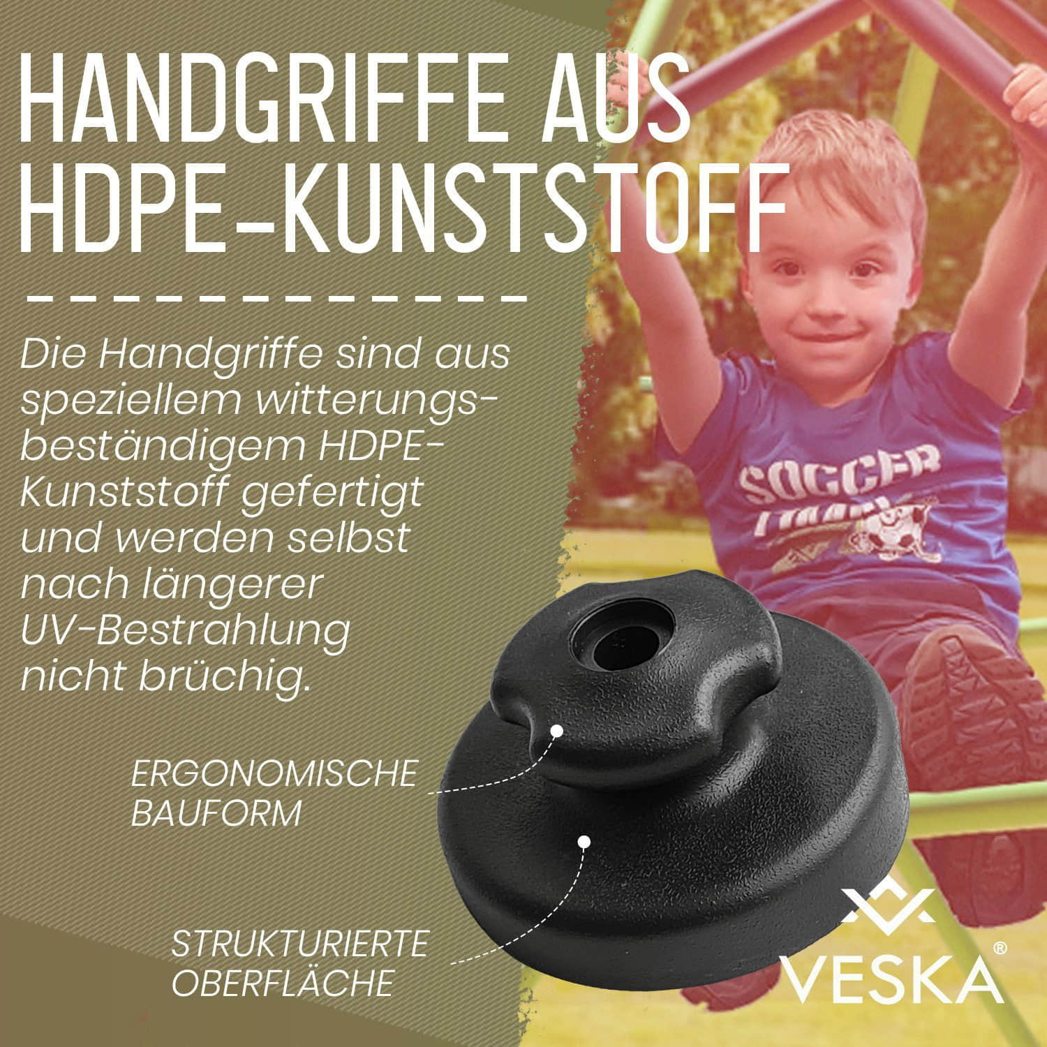 VESKA Garten & Balkon VESKA Dome Climber Kinder Klettergerüst | Geodome Kuppel 244cm (8FT) blau/gelb | Metall-Klettergerät mit HDPE-Griffen blau/gelb