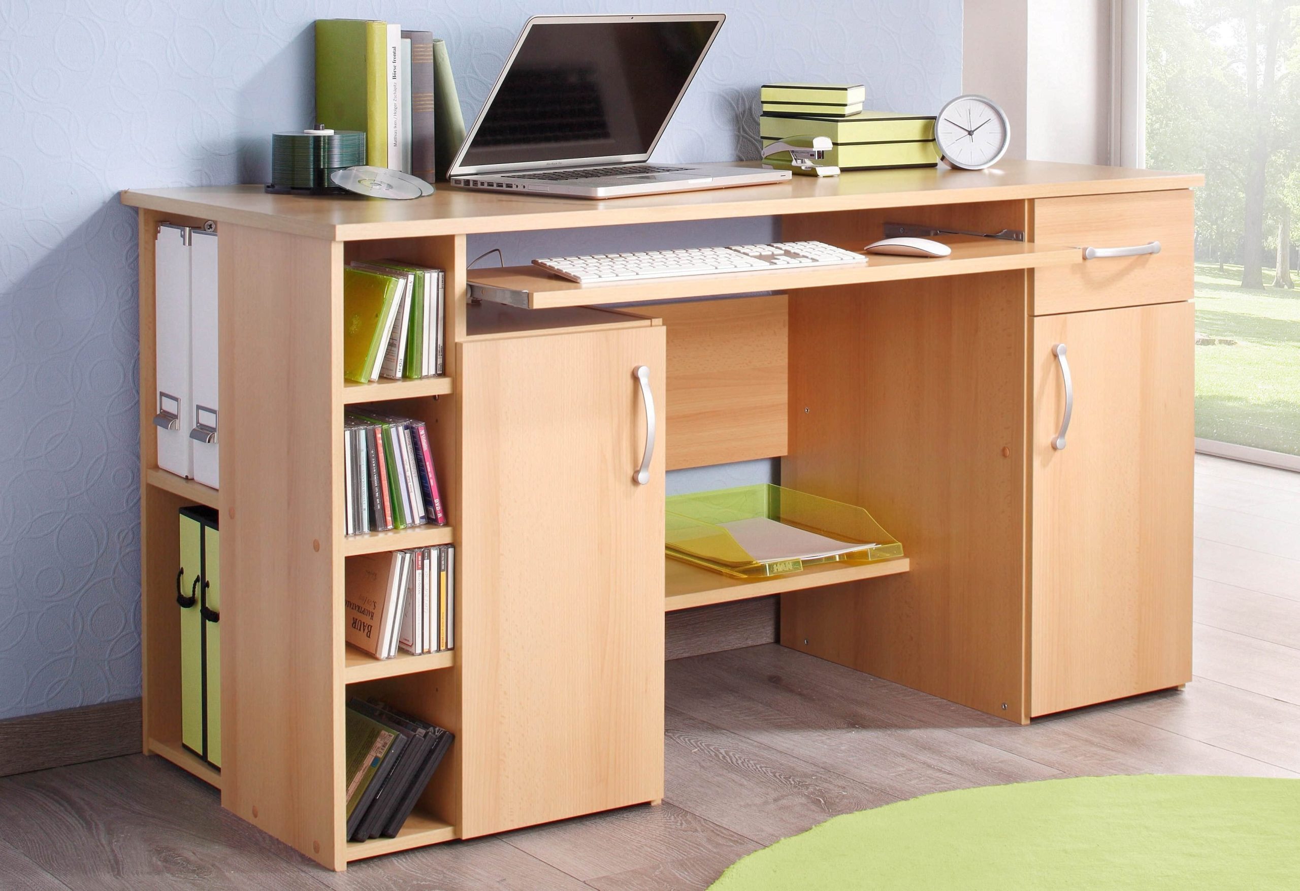 VOGL Möbelfabrik Schreibtisch »Tim« - 180 cm Gaming/Office-Tisch mit Stauraum | Made in Germany | 3 Jahre Garantie buchefarben Kinderzimmer VOGL Mu00F6belfabrik