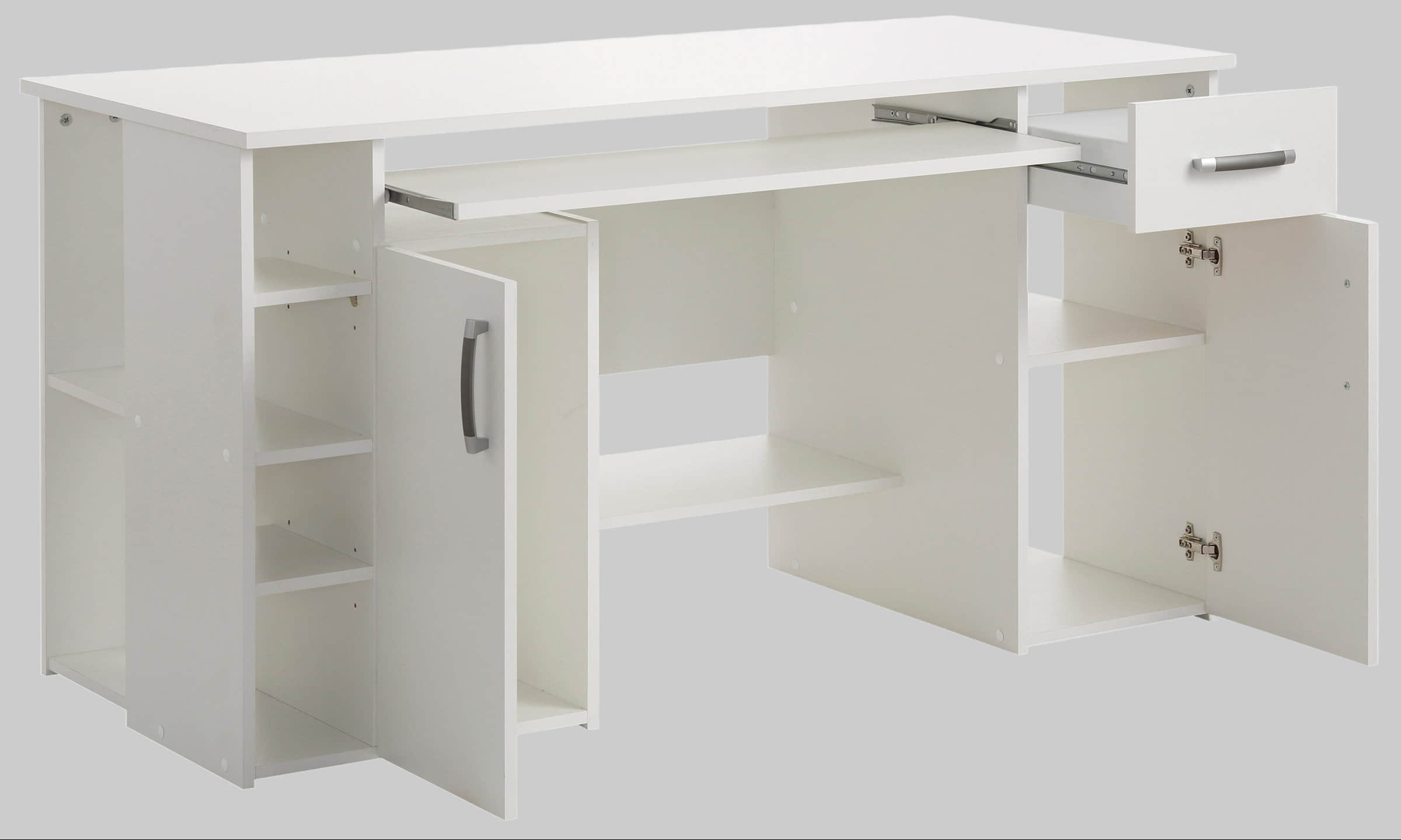 VOGL Möbelfabrik Schreibtisch »Tim« - 180 cm Gaming/Office-Tisch mit Stauraum | Made in Germany | 3 Jahre Garantie weißfarben Kinderzimmer VOGL Mu00F6belfabrik
