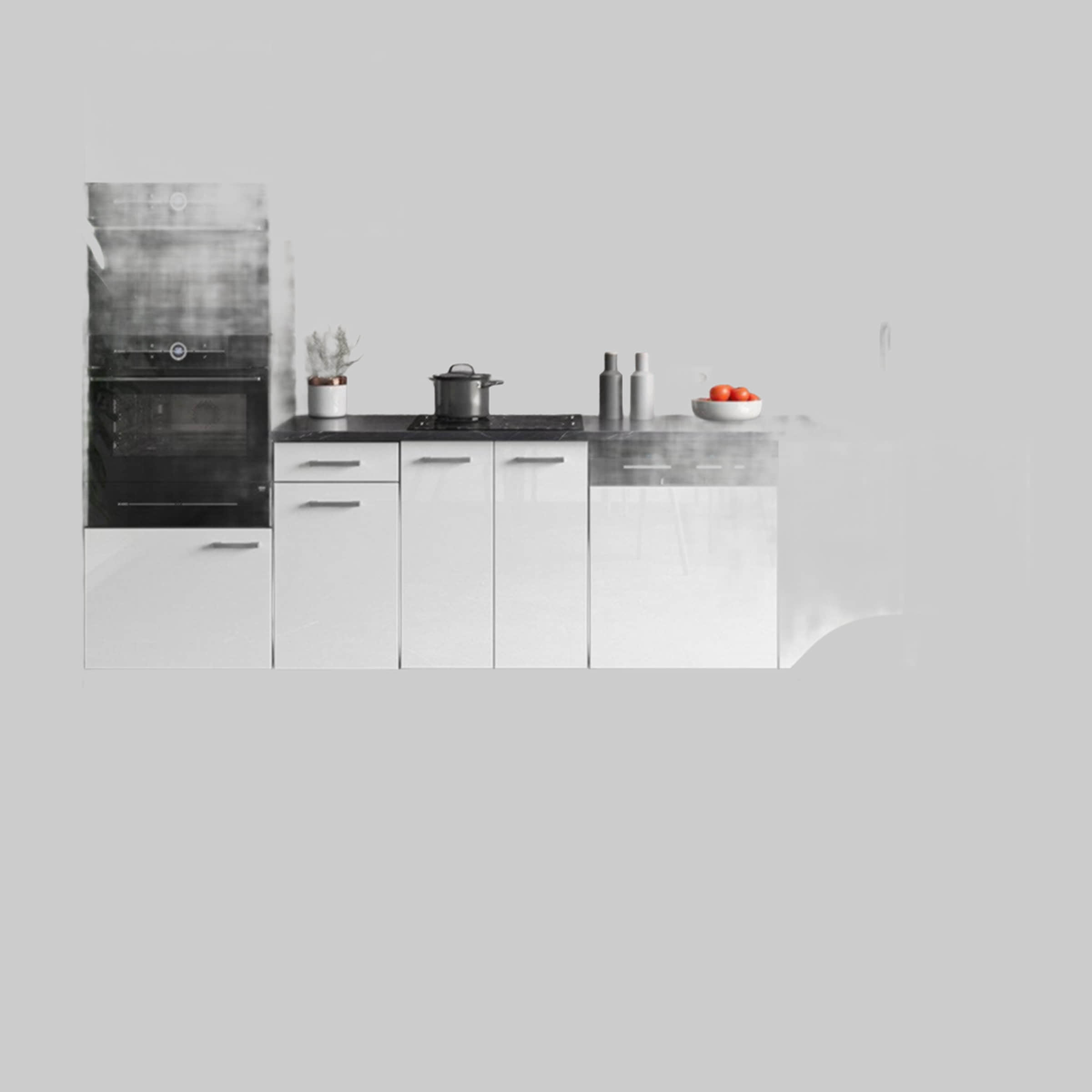 Vicco Vicco R-Line Küchenzeile 300 cm - Sonoma/Weiß mit Hochschrank (ohne AP) | Modulares Küchensystem mit Soft-Close-Scharnieren | Höhenverstellbare Füße Weiß Hochg Küchen