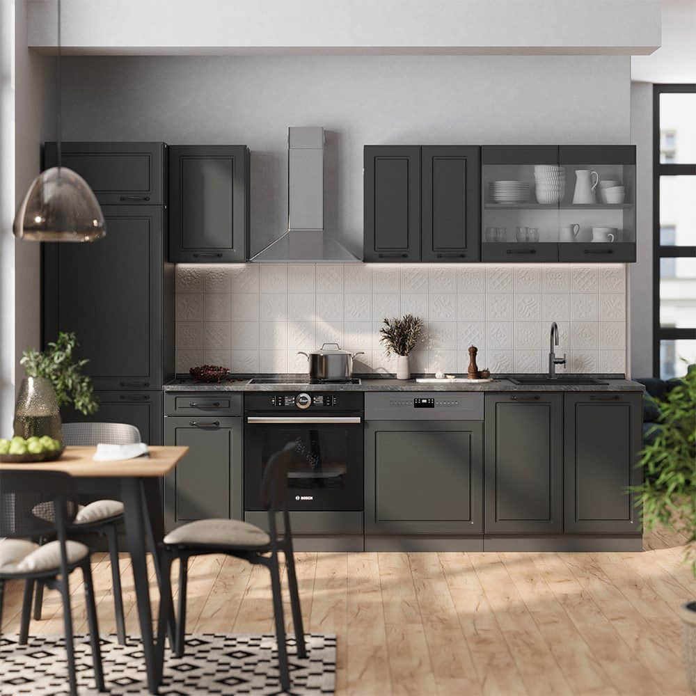 Küchen Vicco Vicco R-Line Küchenzeile | Modulares Küchensystem in Sonoma/Weiß | 300 cm Breite (ohne Arbeitsplatte) | Höhenverstellbar & Erweiterbar Anthrazit