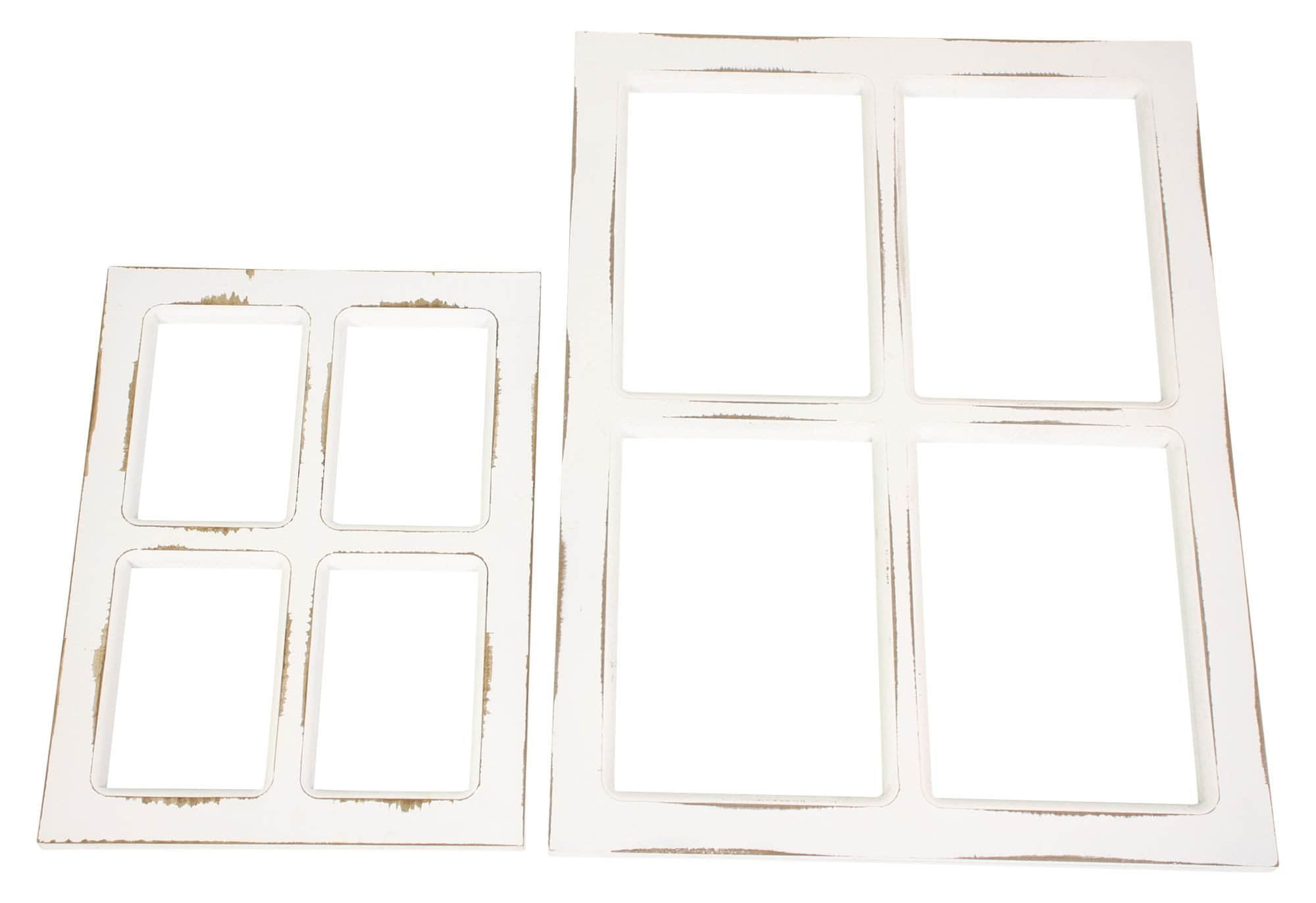 Vintage Shabby Chic Wooden Window Frames Set (2-Piece) - Distressed White Decorative Windows for Farmhouse & Rustic Home Decor - 30x40cm & 45x60cm Dekoration Dekoleidenschaft