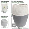WIESEN.design Bad & Sanitär WIESEN.design Jamila Wäschekorb Ø46/39xH65cm 105L - Handgeflochtener Baumwollkorb für Wäsche & Spielzeug | Inkl. Wäschesack | GRS & BSCI zertifiziert Grau/Weiß