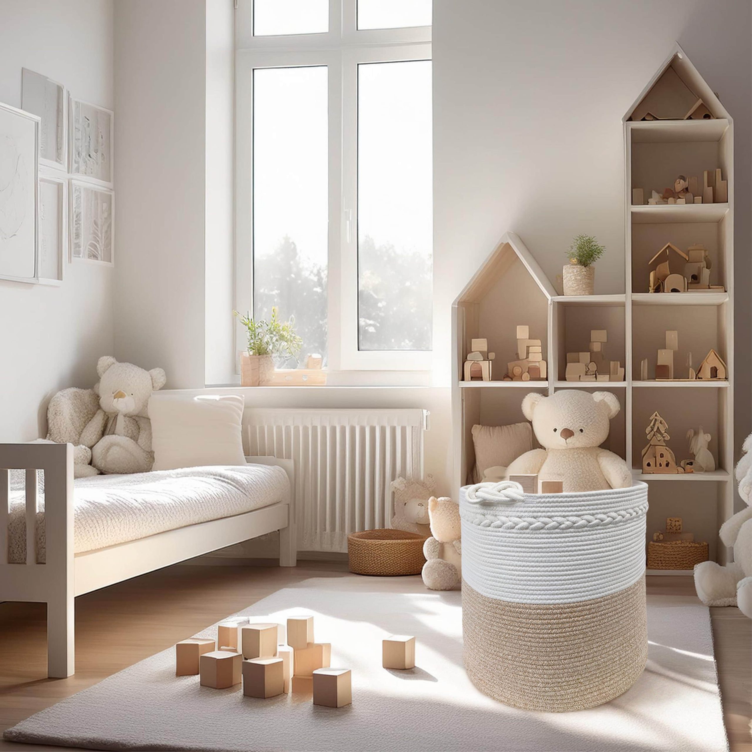 WIESEN.design Bad & Sanitär WIESEN.design KNUT Basket | 61L Woven Cotton Laundry Hamper (41x46cm) | Foldable Storage Basket | Eco-Friendly & Ethical | BSCI/GRS Certified Hellbraun/