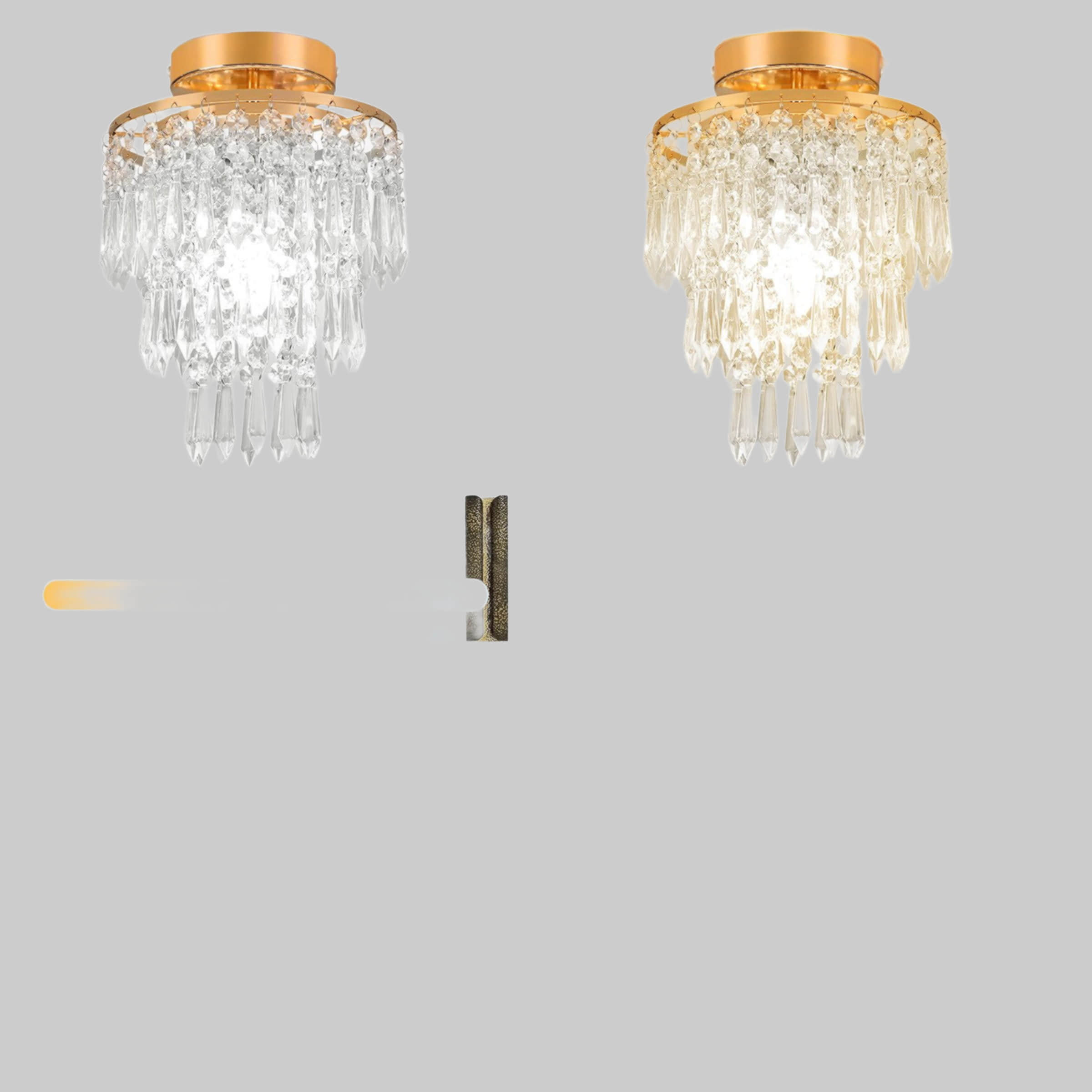 WILGOON Deckenleuchte Modern Kristall Kronleuchter - 3-lagige Kristalleuchte mit Edelstahlbasis, E14-Fassung, Ø20×28cm für Wohnzimmer & Esszimmer 2x Kristal WILGOON Lampen