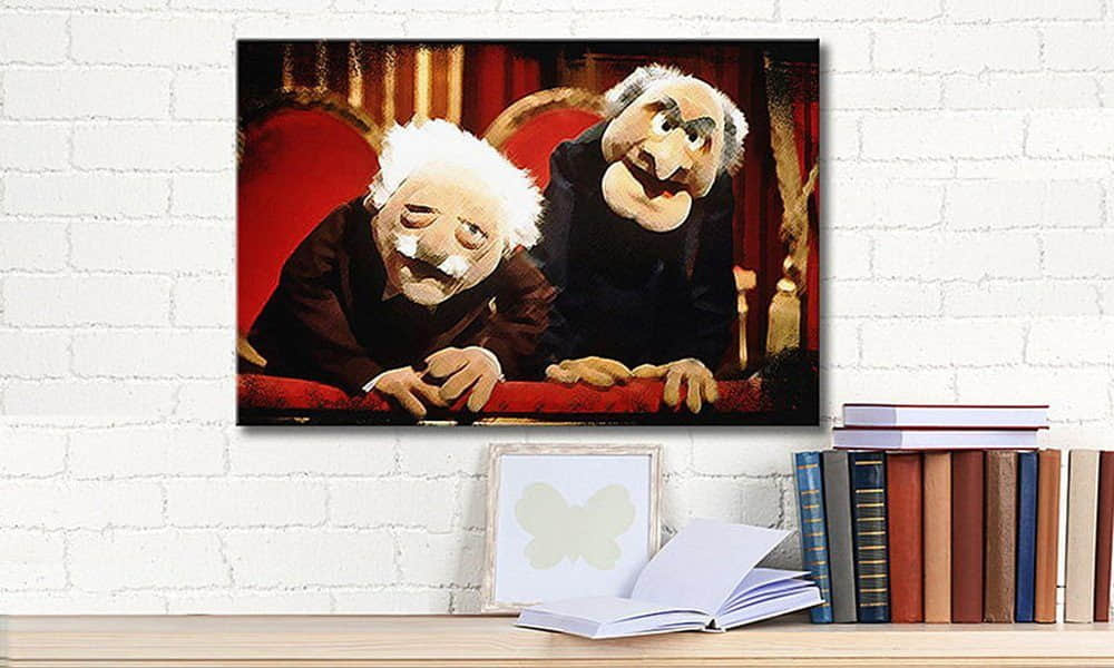 WandbilderXXL WandbilderXXL Leinwandbild Waldorf and Statler - Muppets Premium Wanddekoration (30x40cm bis 120x180cm) mit Rahmen in 3 Farben Dekoration