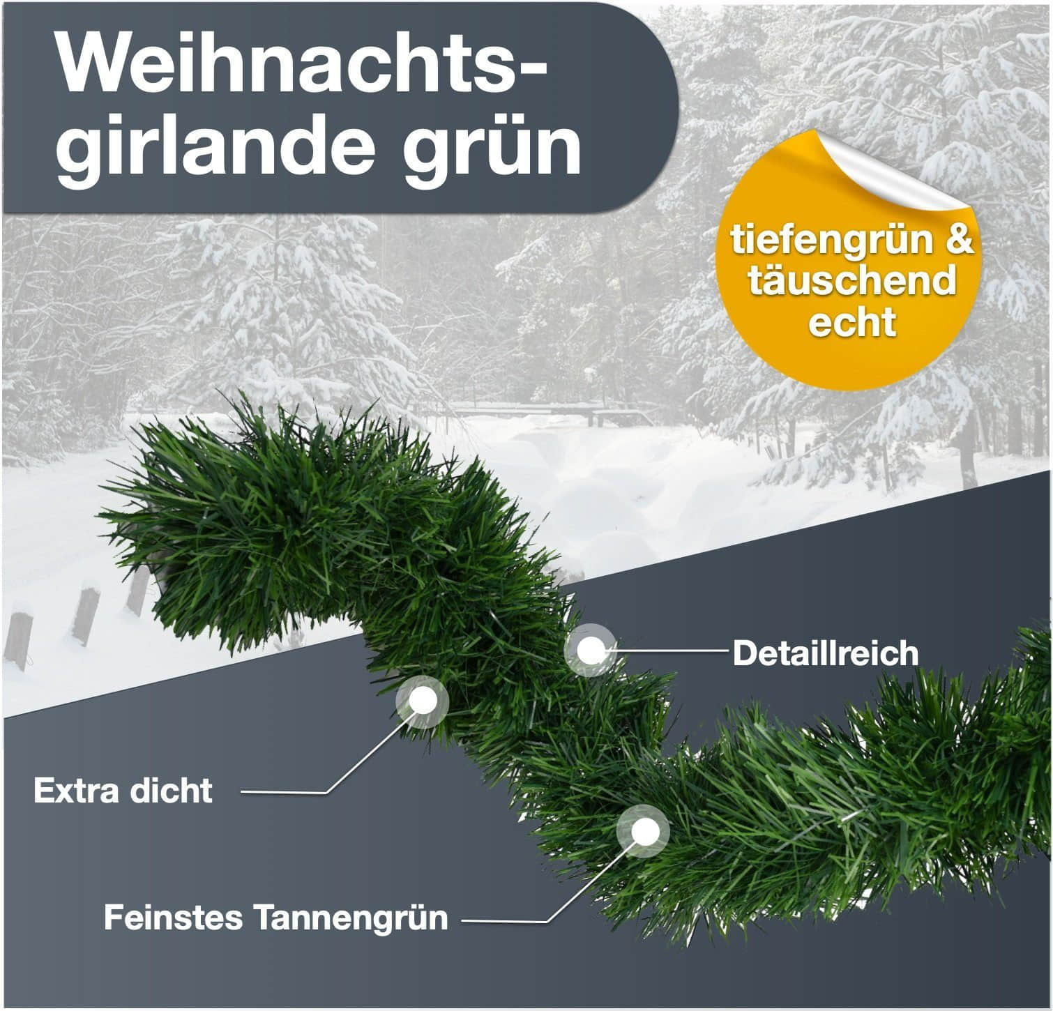 Weihnachtswunder® Premium Weihnachtsgirlande 10 Meter | Künstliche Tannengirlande grün | Dekoration für innen & außen | Flexibel formbar | Wetterfest & langlebig Weihnachtswunderu00AE Dekoration