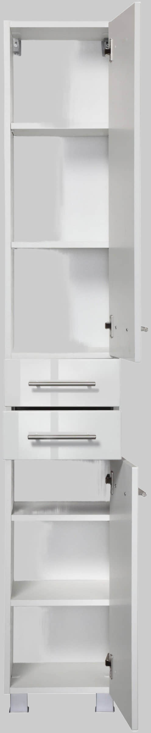welltime Welltime Hochschrank Trento | 30cm schmaler Bad-Seitenschrank mit Stauraum | MDF-Fronten & Edelstahlgriffe | Verschiedene Farben | Made in Germany weiß Schränke