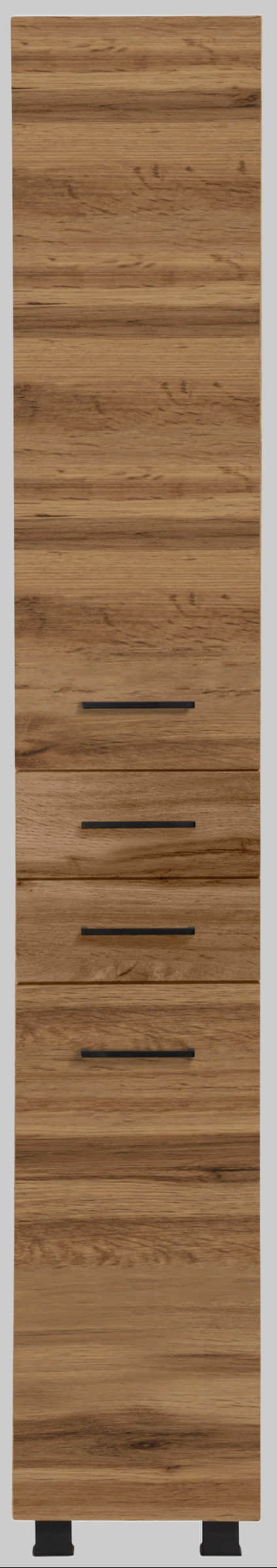 welltime Schränke Welltime Hochschrank Trento | 30cm schmaler Bad-Seitenschrank mit Stauraum | MDF-Fronten & Edelstahlgriffe | Verschiedene Farben | Made in Germany wotaneiche