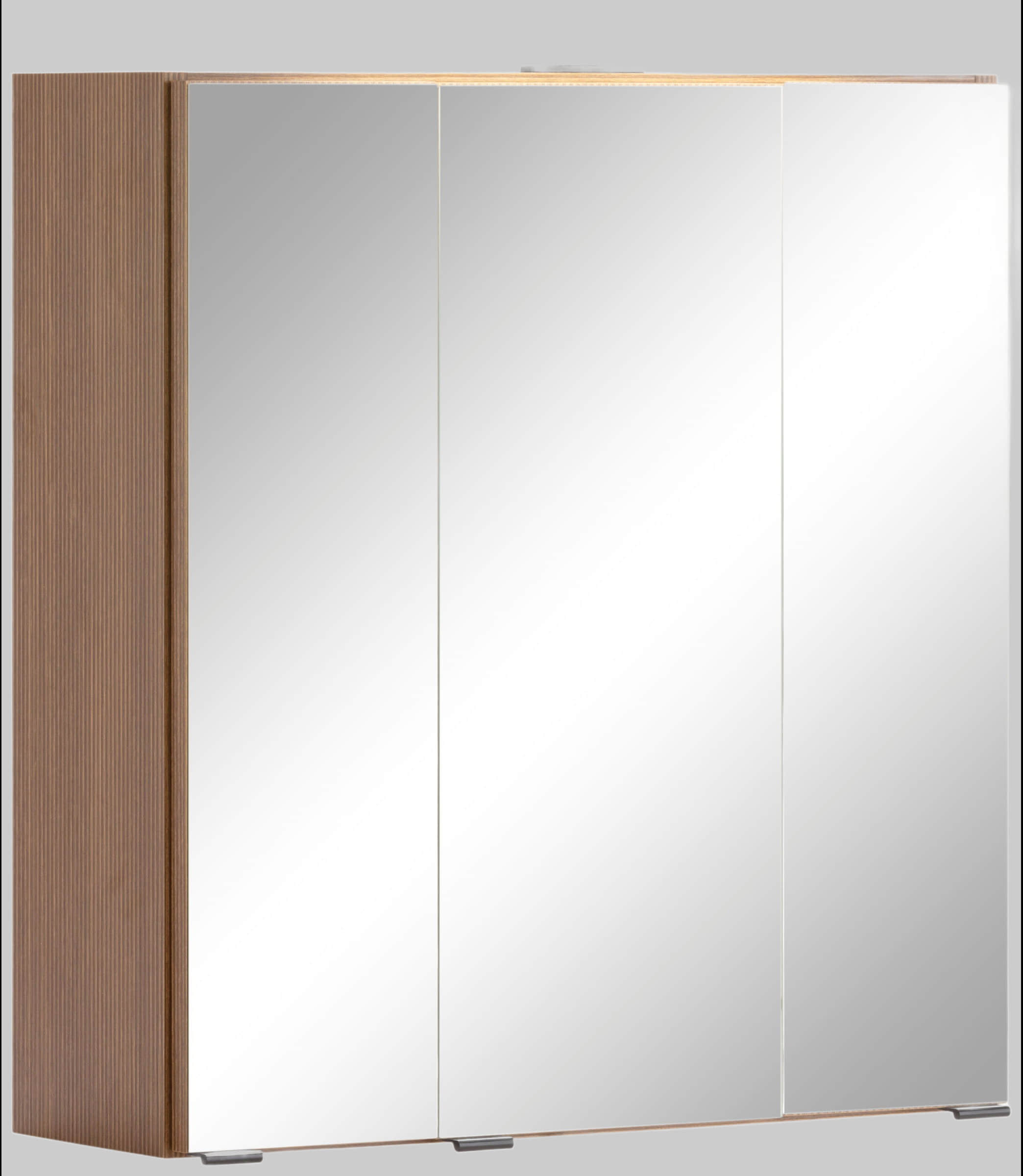 welltime Welltime Spiegelschrank Trento 60 cm - Moderner Badezimmerschrank mit 3D-Spiegeltüren, LED-Beleuchtung & verstellbaren Glasböden in Braun cannello e Schränke
