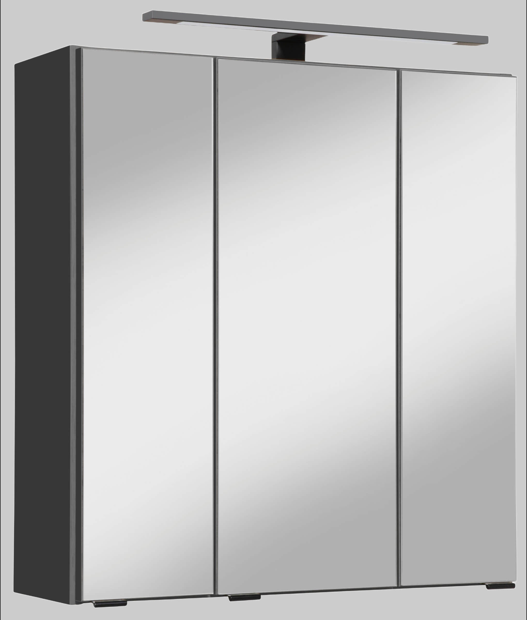 Welltime Spiegelschrank Trento 60 cm - Moderner Badezimmerschrank mit 3D-Spiegeltüren, LED-Beleuchtung & verstellbaren Glasböden in Braun grafit Schränke welltime