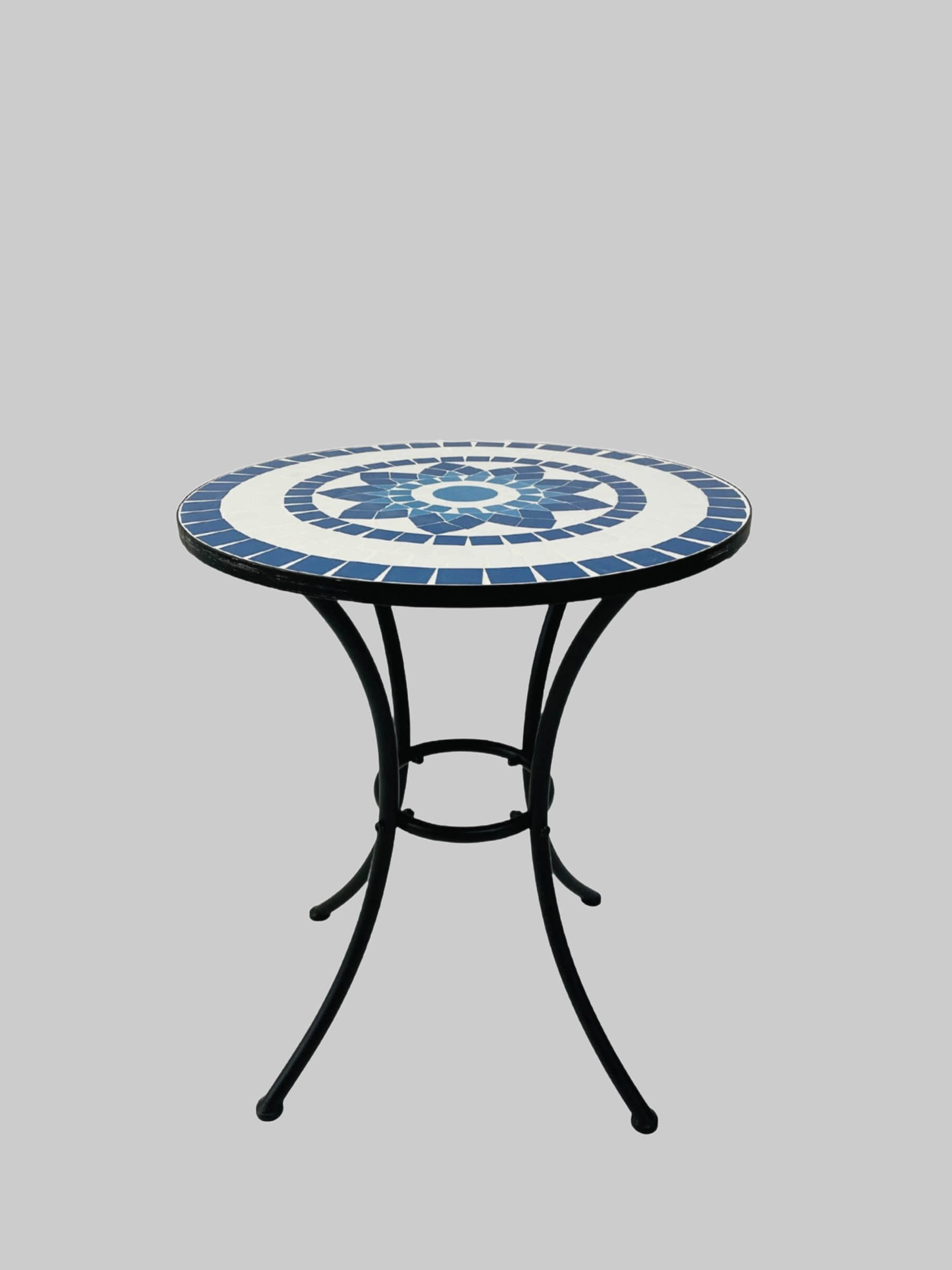 Wohnando Wohnando Premium Bistroset weiß mit Mosaik-Design - 3-teiliges klappbares Gartenmöbel-Set für Balkon & Terrasse Tische