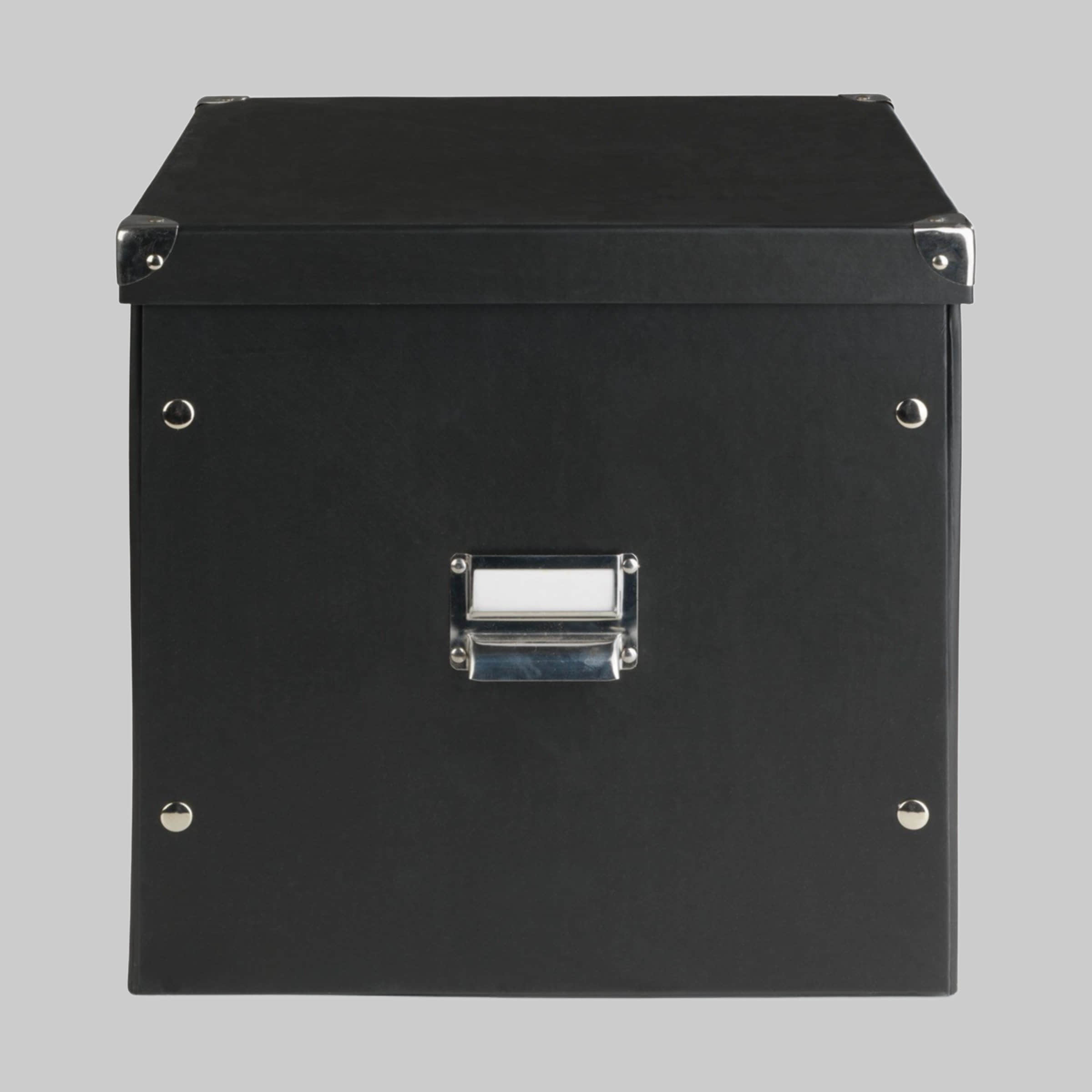 Zeller Present Aufbewahrung Zeller Present Aufbewahrungsbox QUAD Schwarz | 33x33x32 cm | Mit Metallgriff & Deckel | Stabile Pappbox für Büro, Haushalt & Kinderzimmer