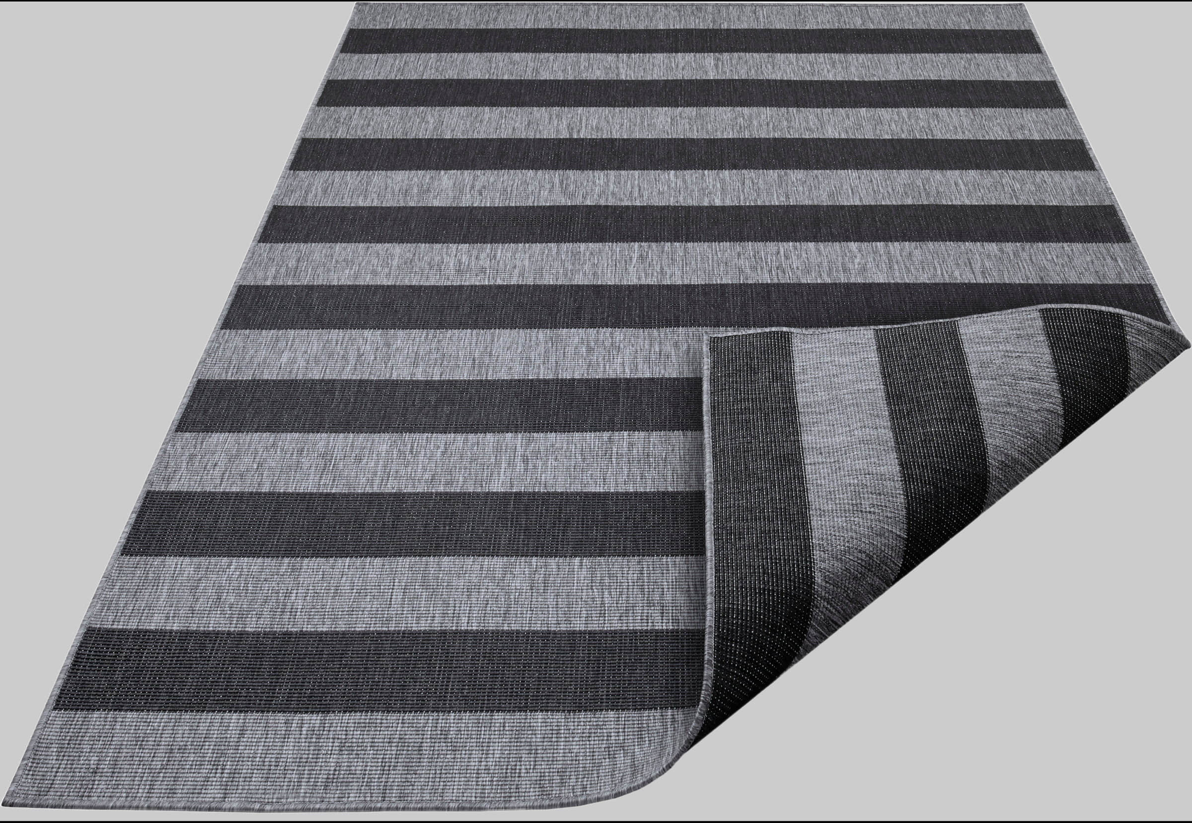 andas Teppiche andas 'Alan' Reversible Scandi Rug - Weatherproof Indoor/Outdoor Striped Design (5mm Thick, Double-Sided) | Boho-Chic Home Decor anthrazit/