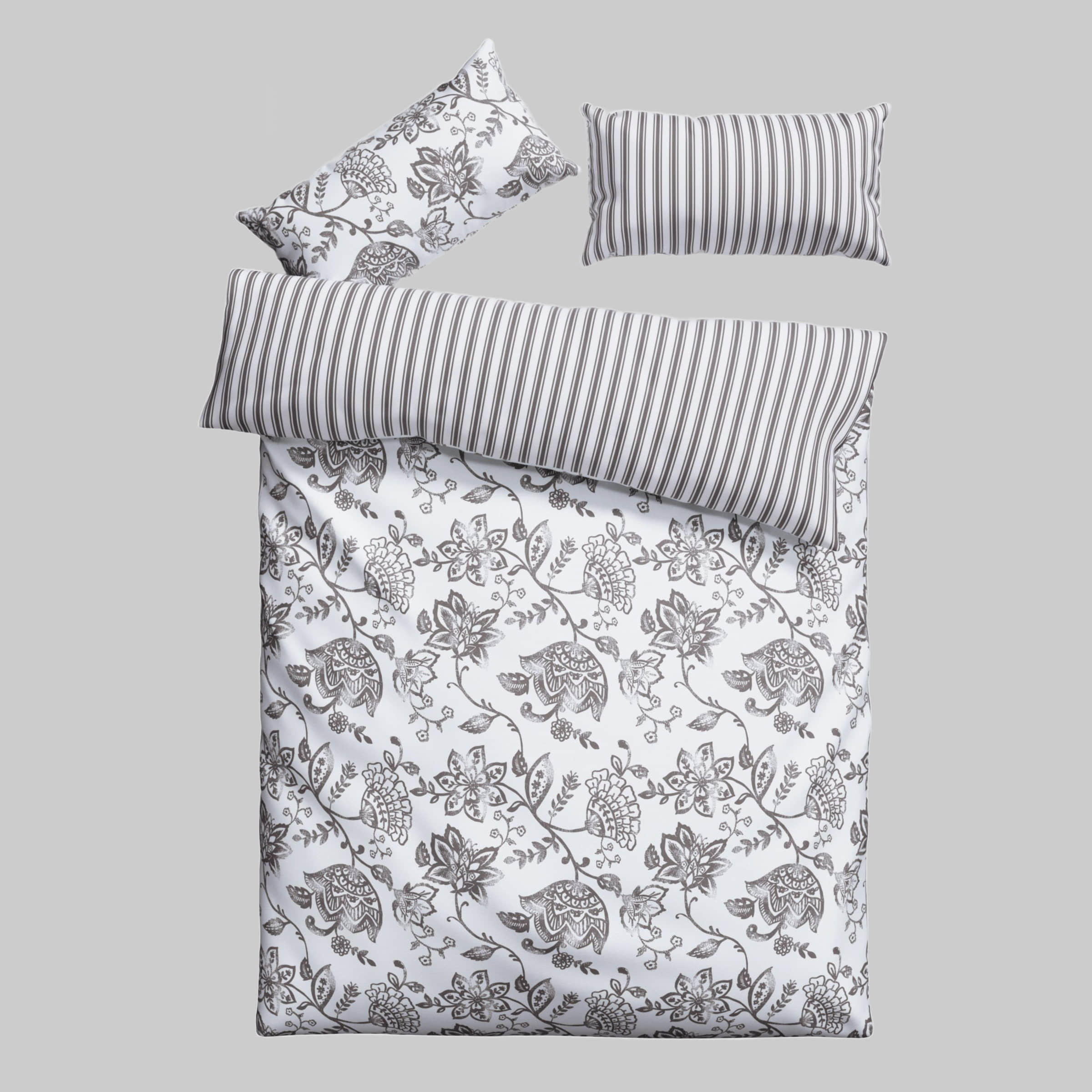 andas Nordby Reversible Cotton Bedding Set | 2-Piece Scandinavian Design | OEKO-TEX Certified | 135x200 cm+ Sizes | Year-Round Comfort grau andas Bettwäsche
