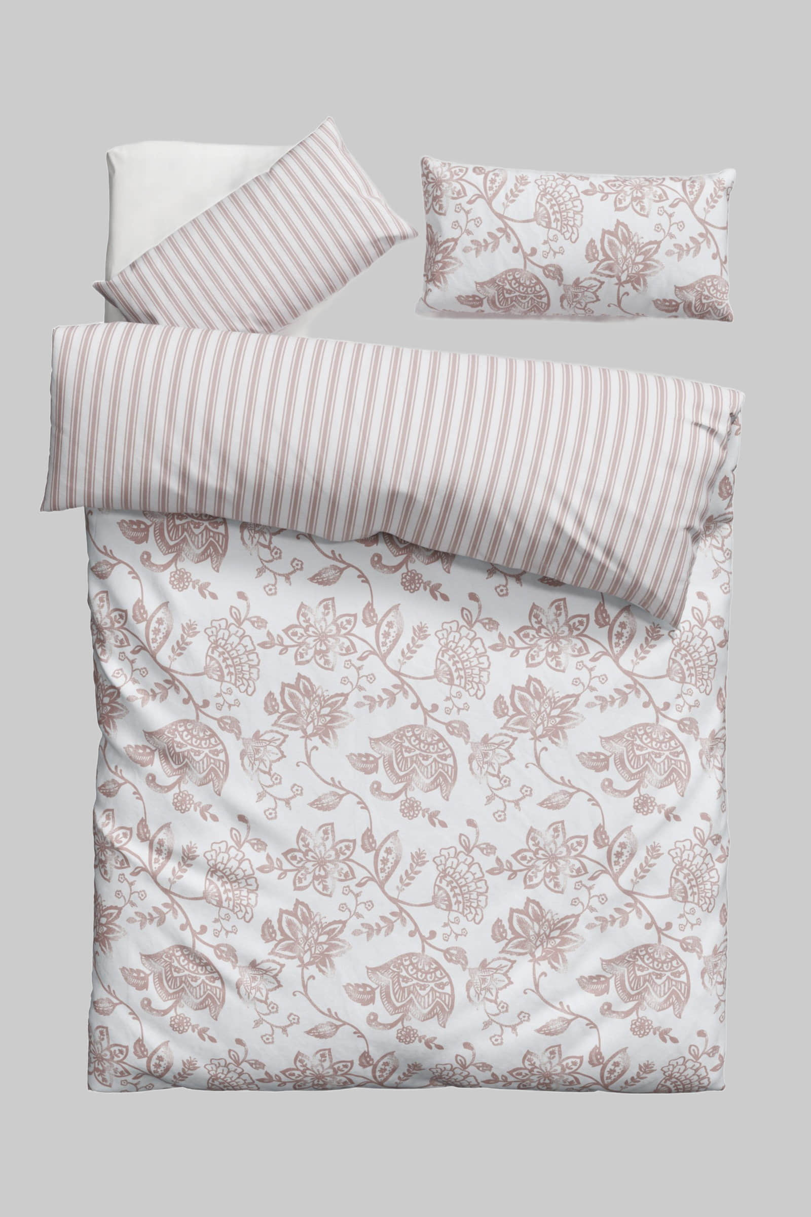 andas Nordby Reversible Cotton Bedding Set | 2-Piece Scandinavian Design | OEKO-TEX Certified | 135x200 cm+ Sizes | Year-Round Comfort rosé Bettwäsche andas