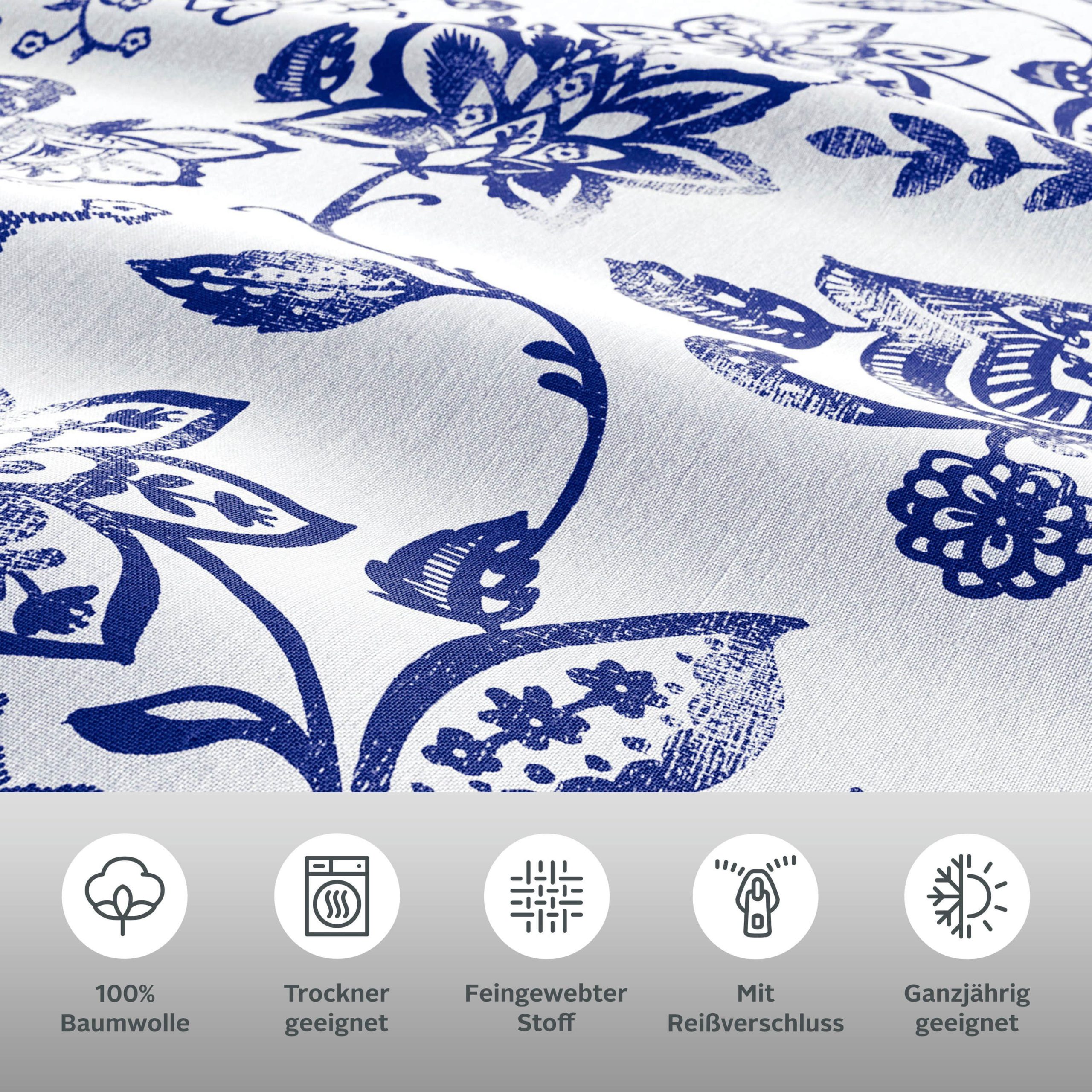 andas andas Nordby Reversible Cotton Bedding Set | 2-Piece Scandinavian Design | OEKO-TEX Certified | 135x200 cm+ Sizes | Year-Round Comfort blau Bettwäsche