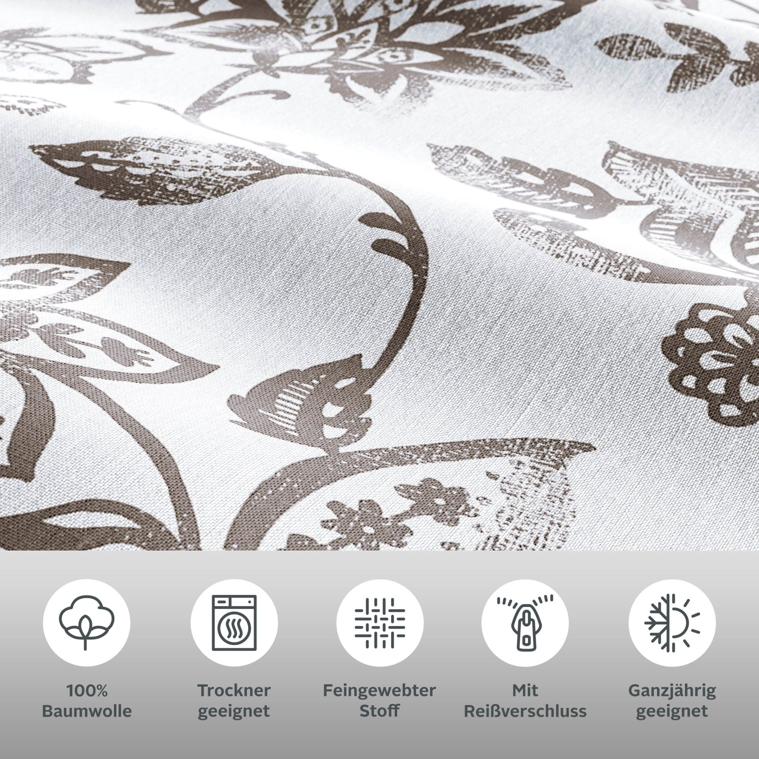 andas Nordby Reversible Cotton Bedding Set | 2-Piece Scandinavian Design | OEKO-TEX Certified | 135x200 cm+ Sizes | Year-Round Comfort grau andas Bettwäsche