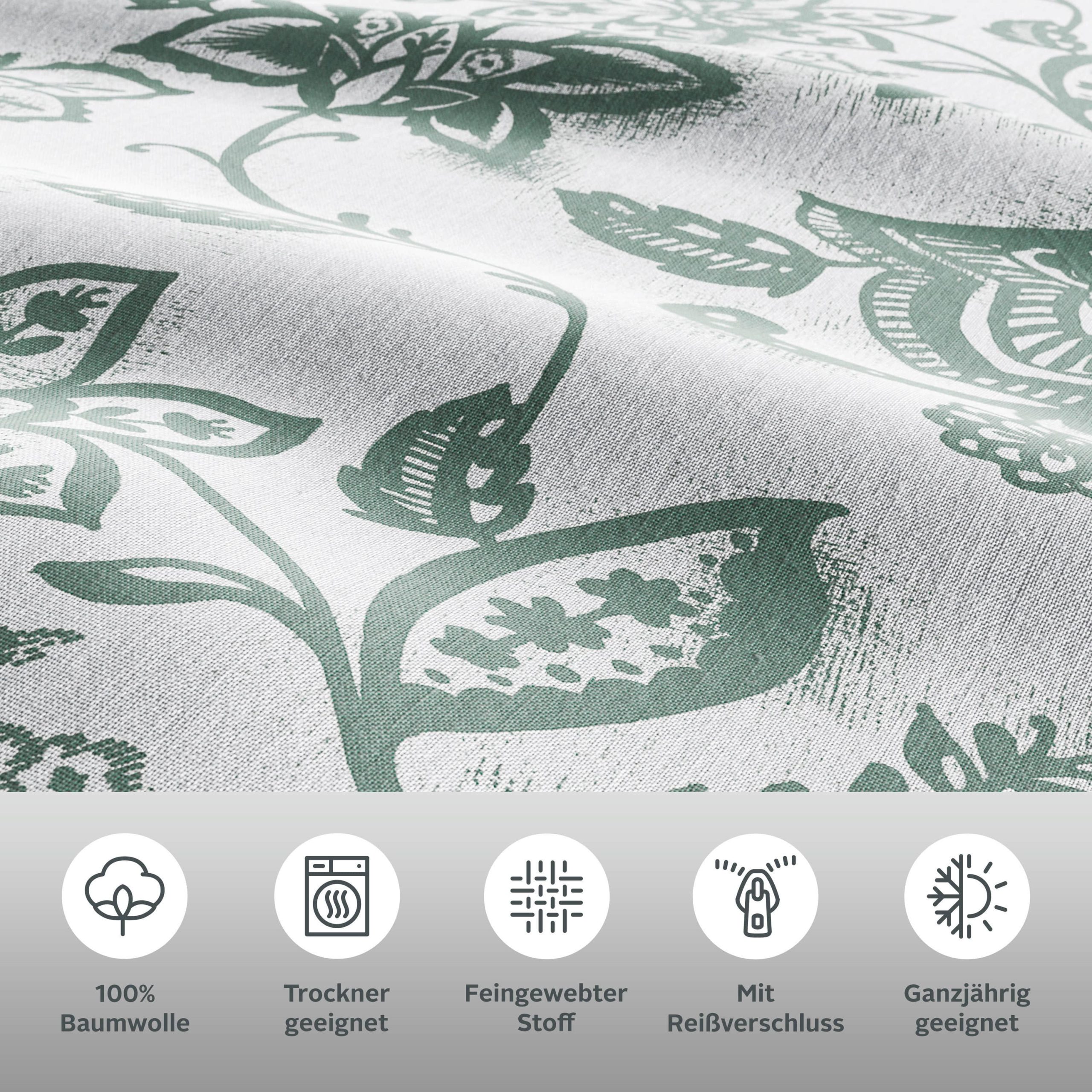 andas Nordby Reversible Cotton Bedding Set | 2-Piece Scandinavian Design | OEKO-TEX Certified | 135x200 cm+ Sizes | Year-Round Comfort jade andas Bettwäsche
