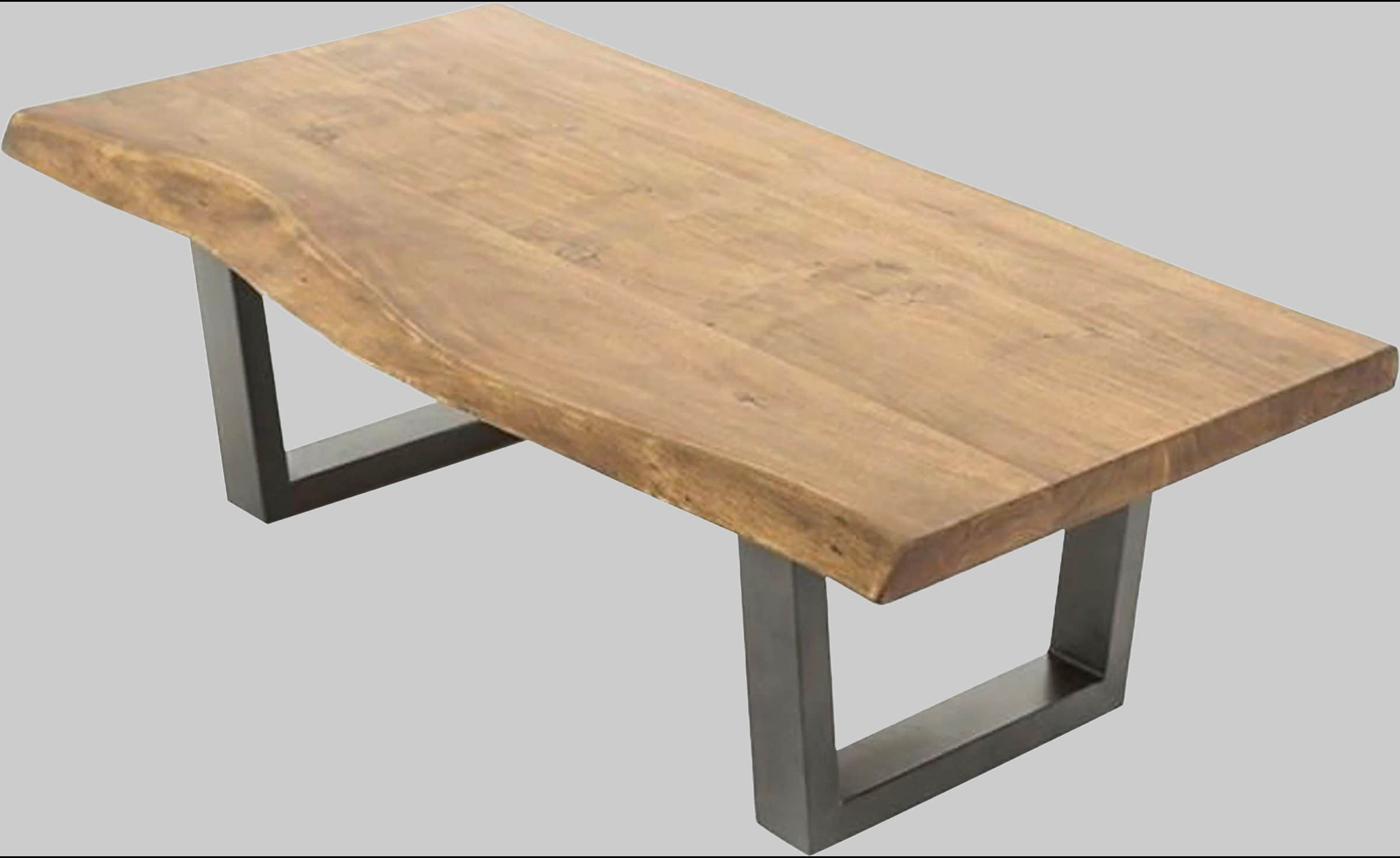 Tische byLIVING byLIVING Couchtisch 'Judy' - Massivholz Akazie mit Baumkante, 120 cm Breite, schwarzes Metallgestell - Exklusives Design