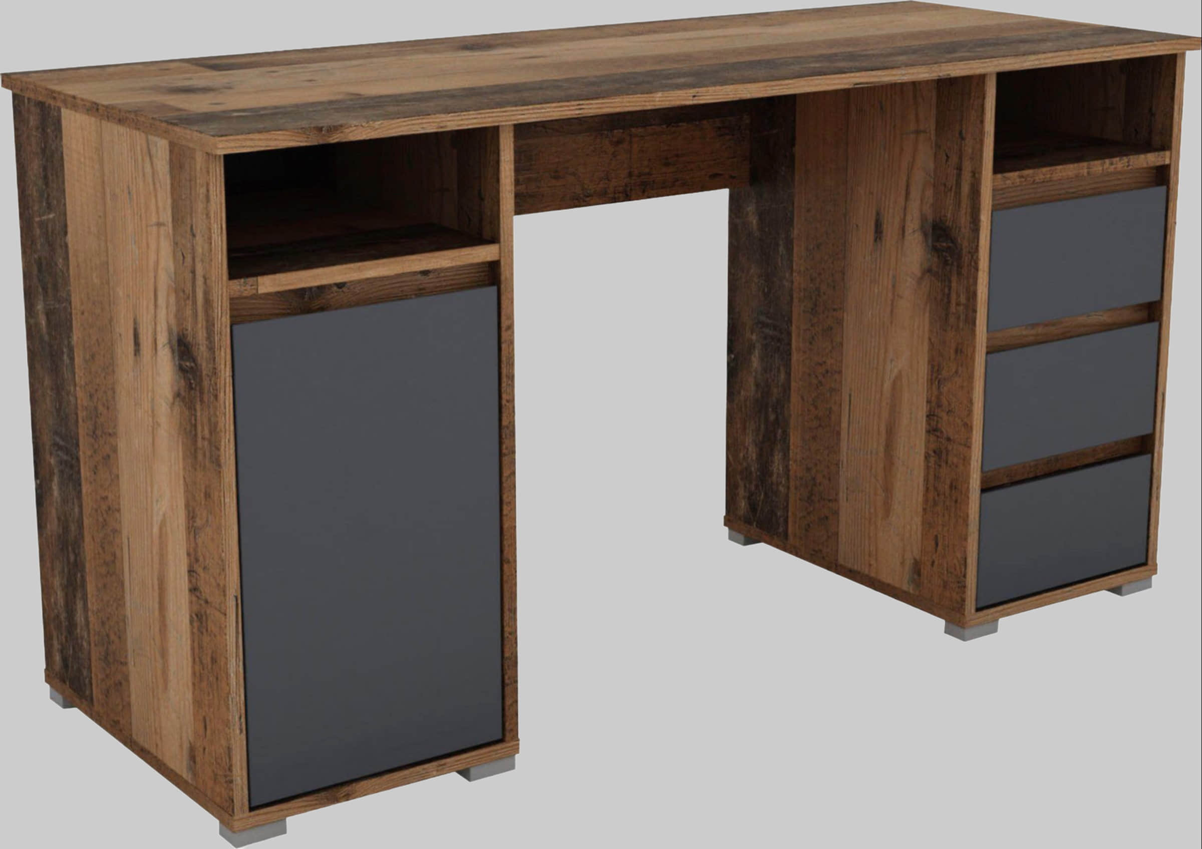 byLIVING Schreibtisch 'Lobo' 138 cm - Moderner Computertisch mit Schubladen & Stauraum in 3 Farben | FSC®-zertifiziert Old Wood/A byLIVING Kinderzimmer