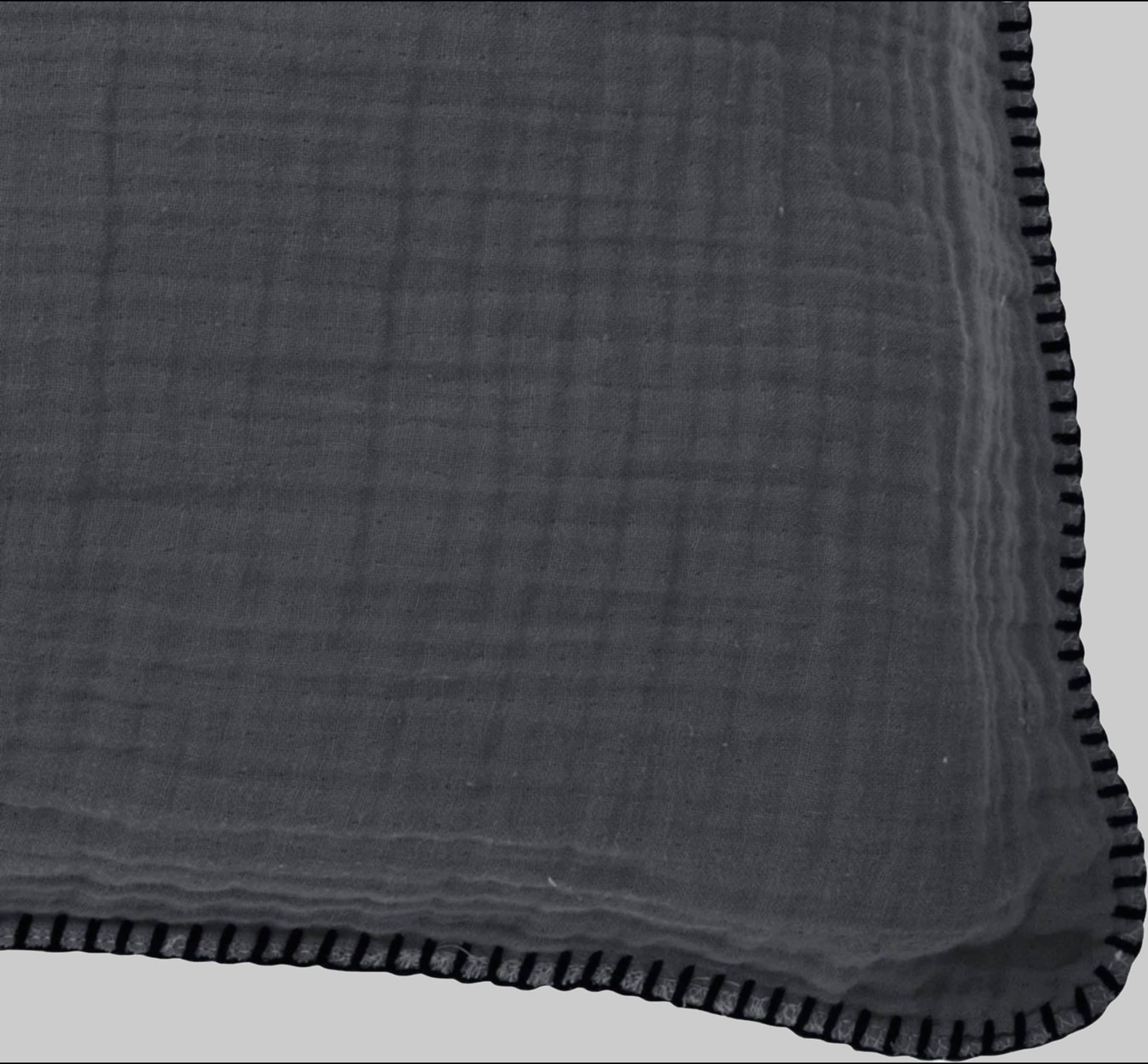 Dekoration done.u00AE done.® Nayla Decorative Cushion Cover - Lightweight Cotton Muslin with Crinkle Look & Black Stitch Detail (Empty Cover, 1 Piece) anthrazit