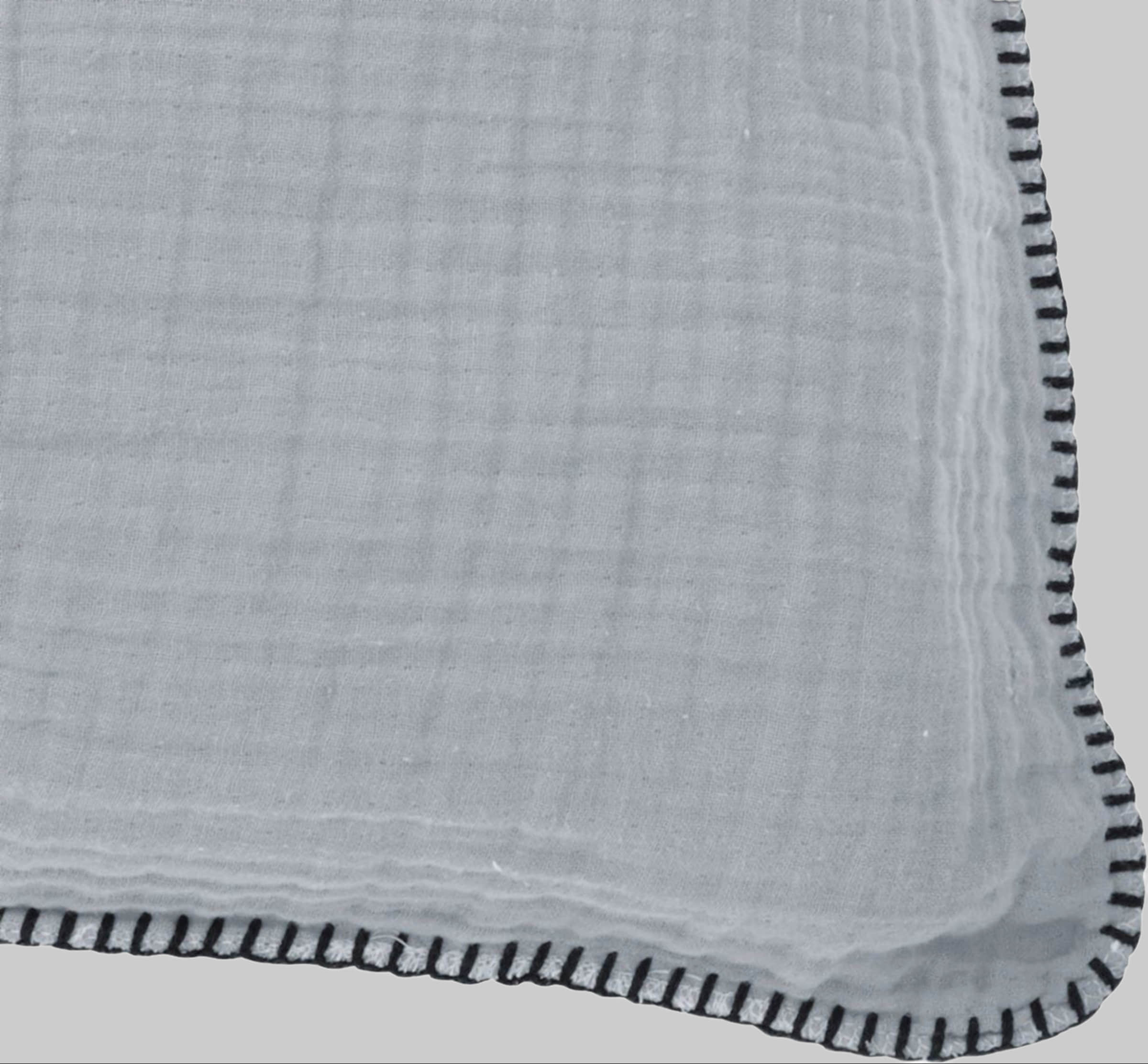 done.u00AE done.® Nayla Decorative Cushion Cover - Lightweight Cotton Muslin with Crinkle Look & Black Stitch Detail (Empty Cover, 1 Piece) stone Dekoration