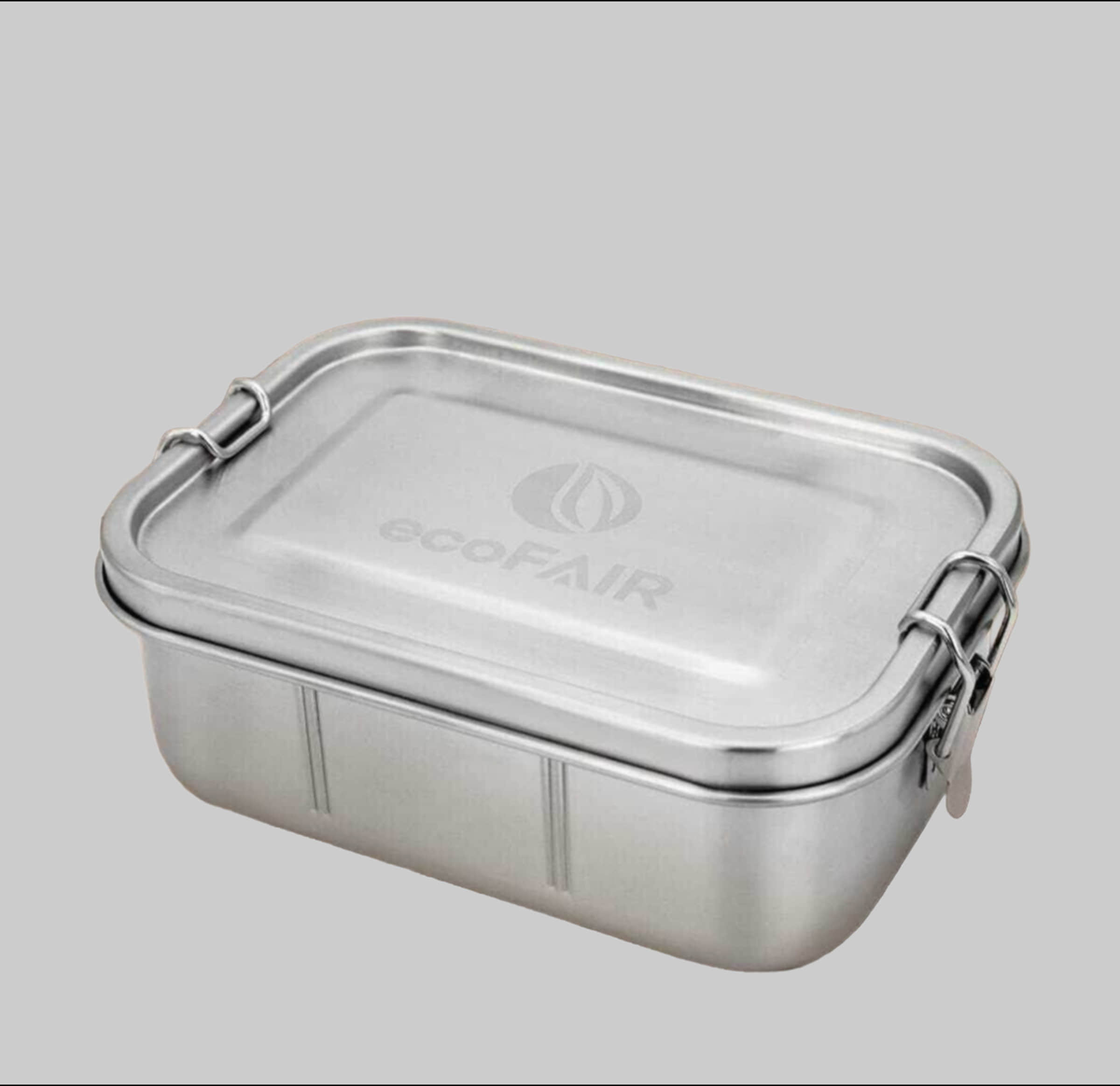 ecoFAIR Koch- & Backzubehör ecoFAIR Edelstahl Brotdose 800ml - 3-Fach Lunchbox mit Weizen-Besteck & Baumwollbeutel | BPA-frei, mikrowellengeeignet & auslaufsicher