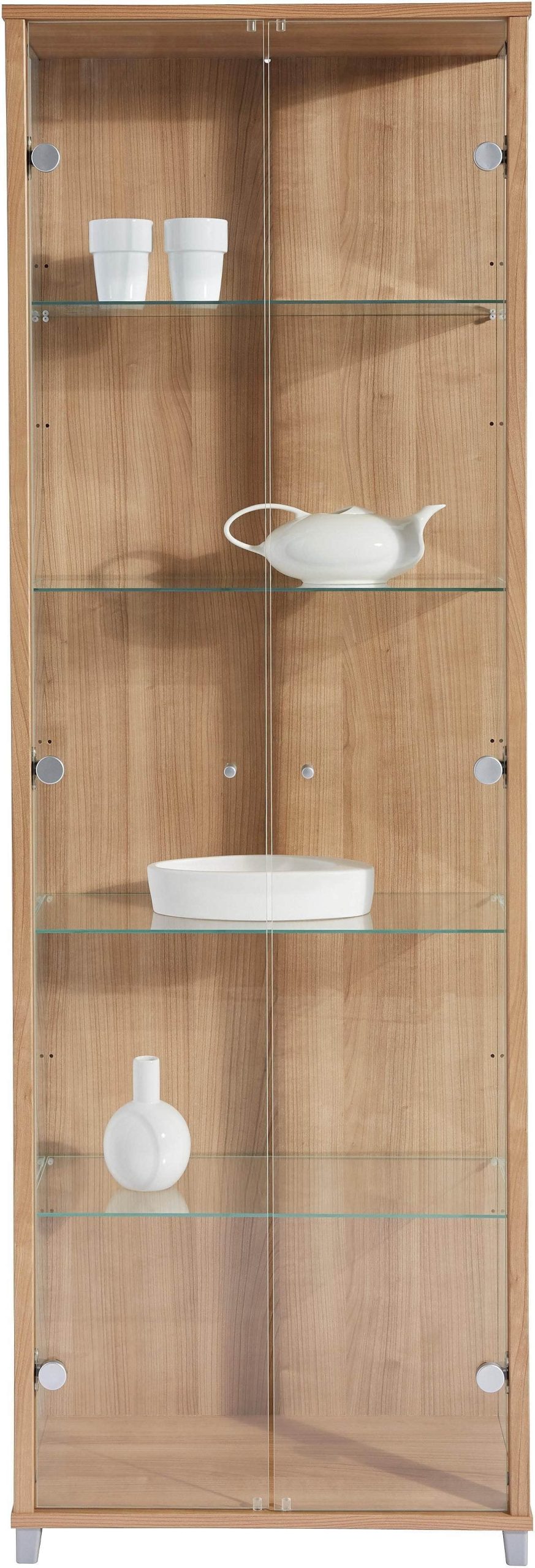 fif mu00F6bel fif möbel OPTIMA Premium Glass Display Cabinet - Adjustable Shelves Collector's Vitrine for Living Room & Study nocefarben Schränke