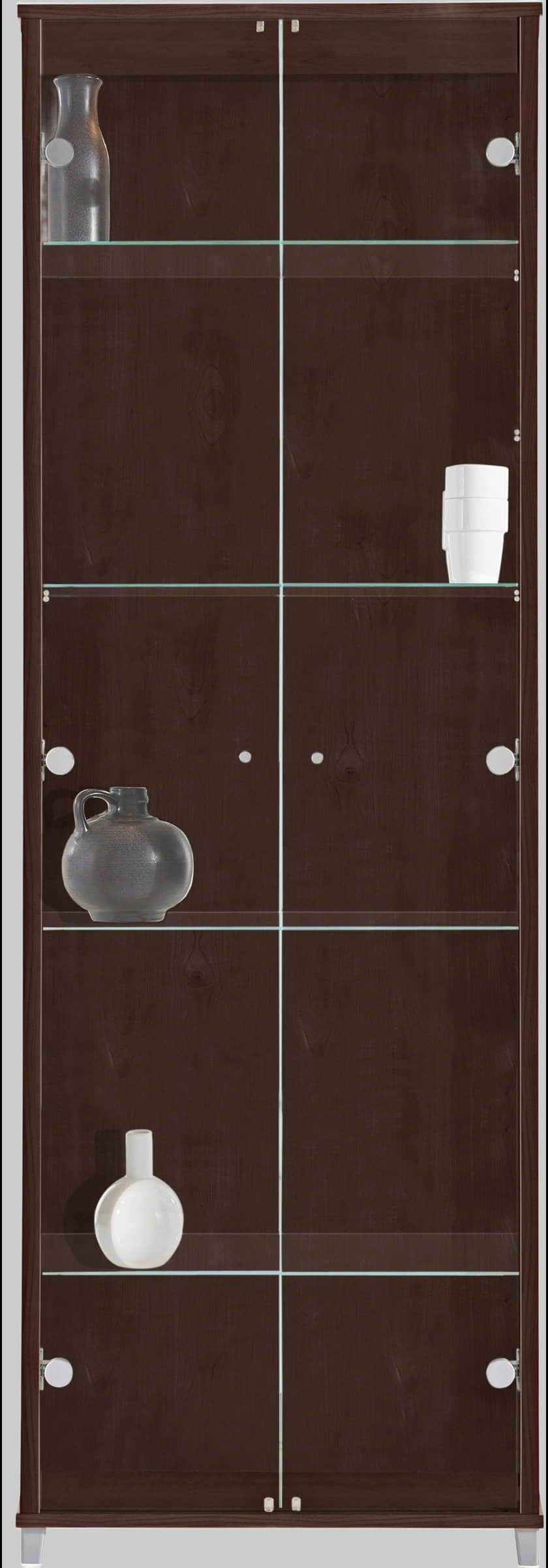 fif möbel OPTIMA Premium Glass Display Cabinet - Adjustable Shelves Collector's Vitrine for Living Room & Study wengefarben fif mu00F6bel Schränke