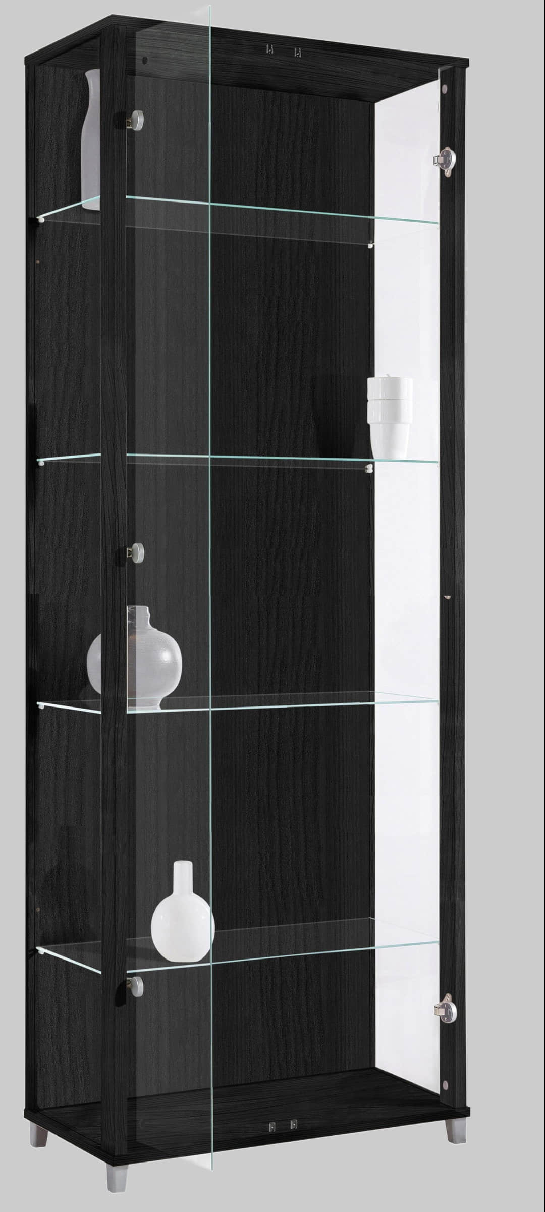 fif mu00F6bel fif möbel OPTIMA Premium Glass Display Cabinet - Adjustable Shelves Collector's Vitrine for Living Room & Study schwarz Schränke