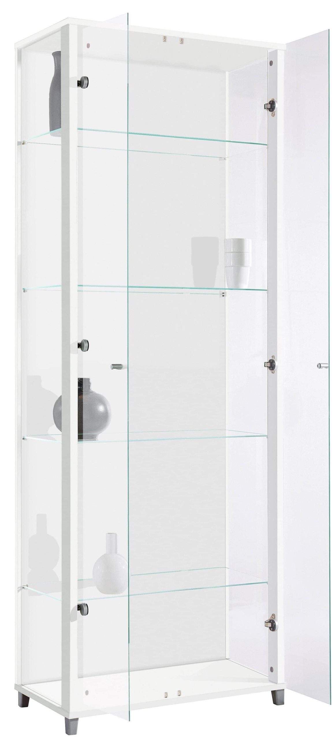 fif möbel OPTIMA Premium Glass Display Cabinet - Adjustable Shelves Collector's Vitrine for Living Room & Study weiß Schränke fif mu00F6bel